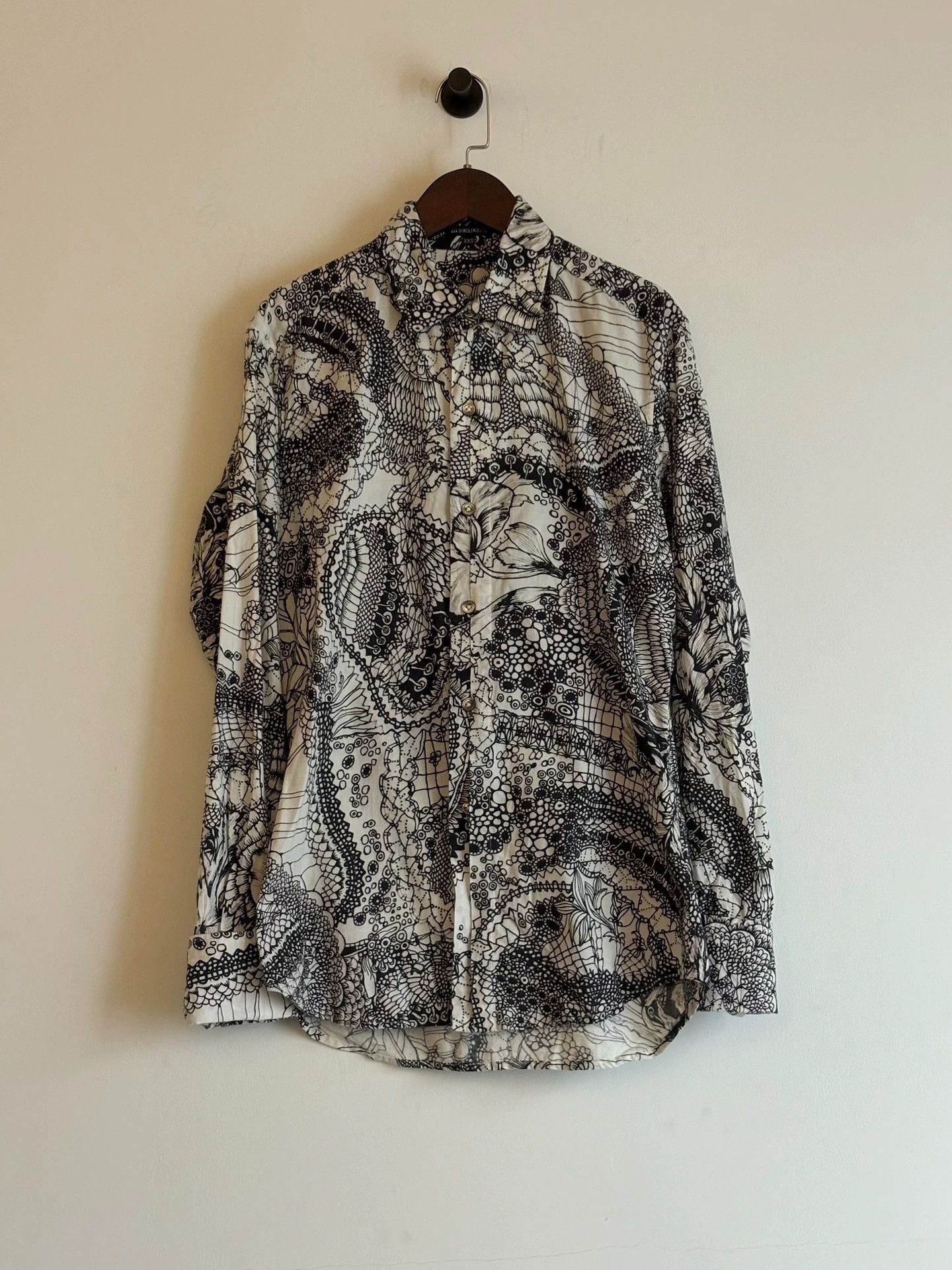 Ann Demeulemeester Multi-Patterned Long Sleeve Button-Up Shirt Size US XXS / EU 40 - 1 Thumbnail