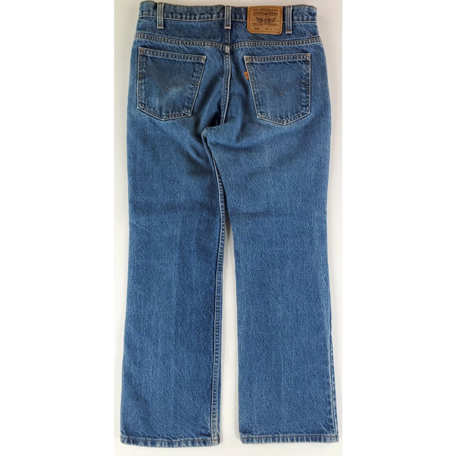 Levi's VINTAGE Levi's 517 VTG 90s Blue Jeans Made USA Whiskering Mens 34x29 (32x28 Actual) Bootcut Jeans Mens 32 Regular Blue Size US 32 / EU 48 - 7 Thumbnail