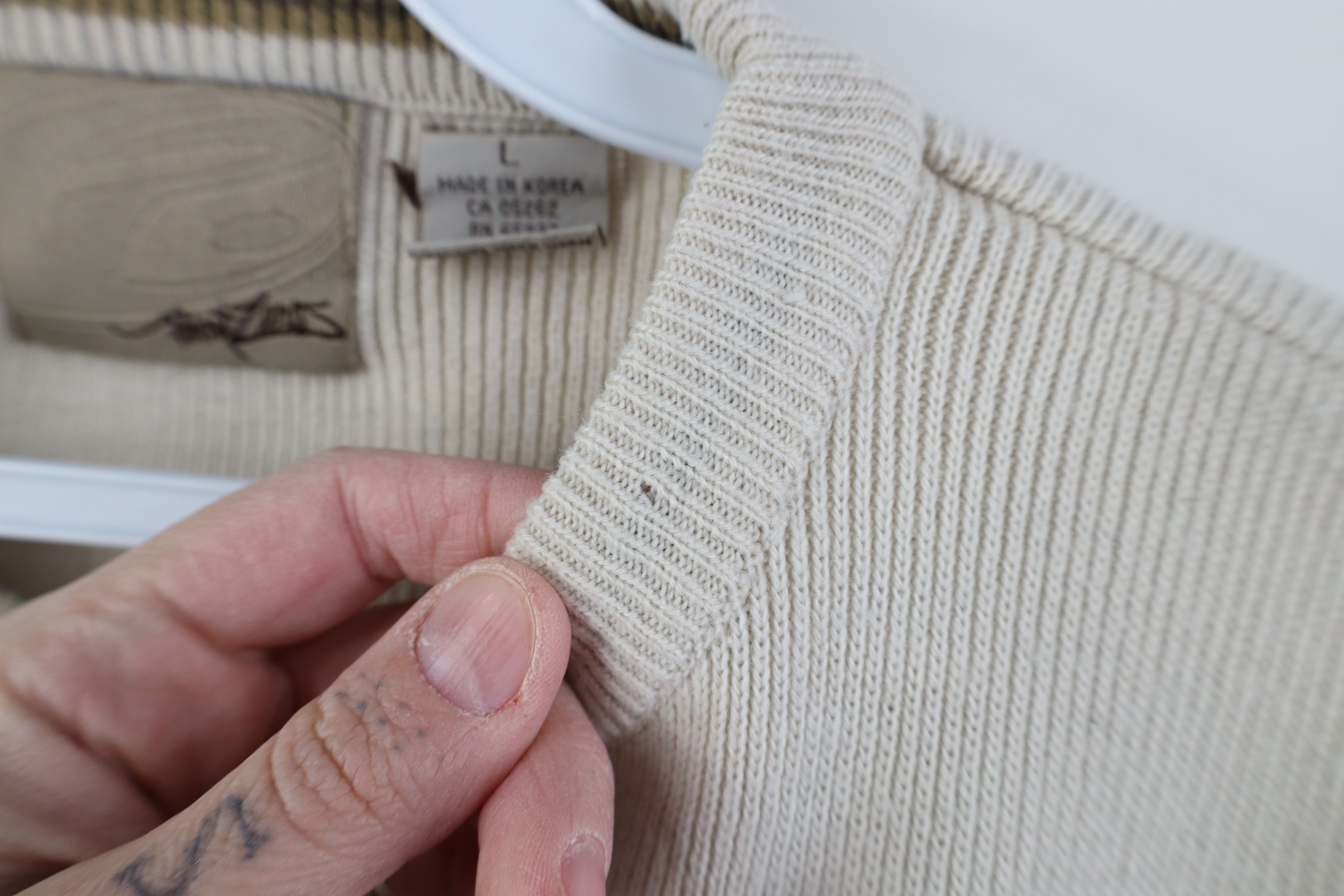 Vintage Vintage 90s Y2K Streetwear Knit Lightweight Sweater Beige Size US L / EU 52-54 / 3 - 4 Thumbnail
