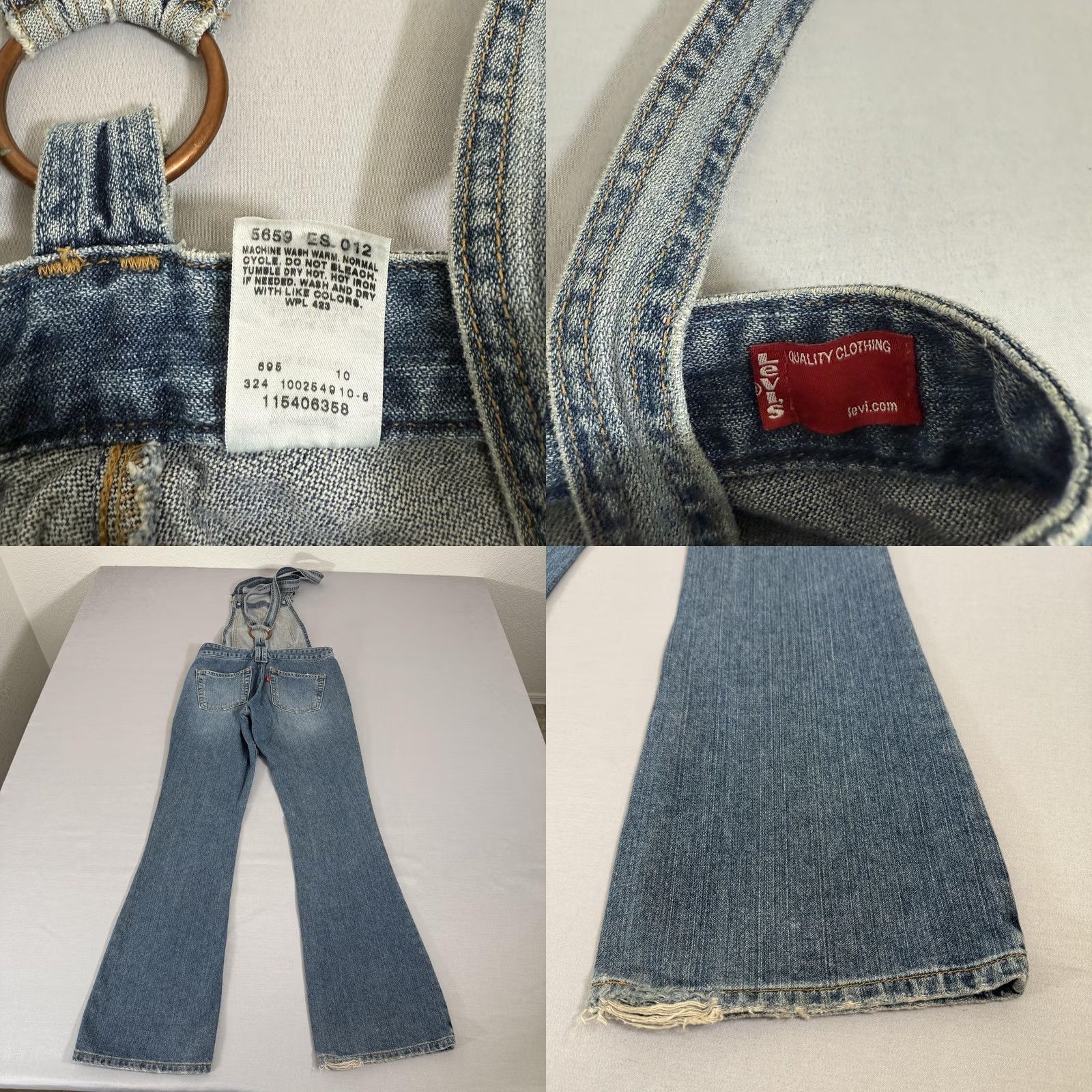 Levi's VINTAGE Levi's Overalls Womens 5 Blue Superlow Denim Jean Bootcut Flare Pants Y2K Size 27" / US 4 / IT 40 - 9 Thumbnail