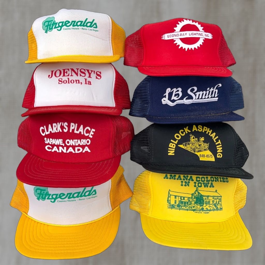 VINTAGE Trucker Hat Lot Snapback Cap 80s 90s Y2K USA Advertising Casino Vactaion