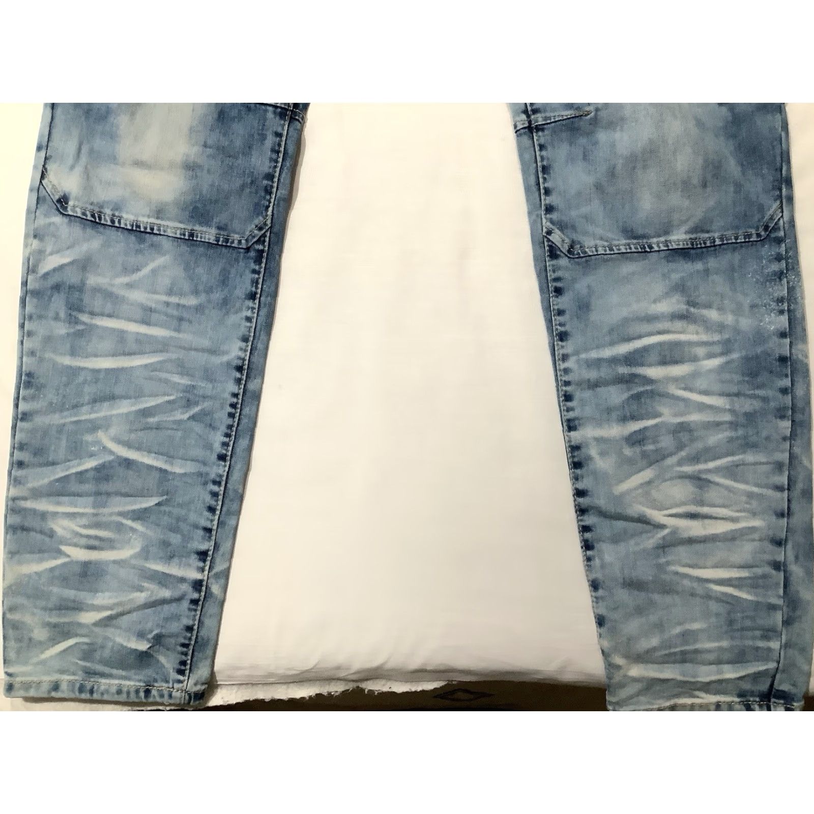 Denime VICTORIOUS Jeans Blue 38X32 Men Biker Denim Tapered Scrunched Moto 5-Pocket Design Jeans Men Accessories? Size US 38 / EU 54 - 4 Thumbnail