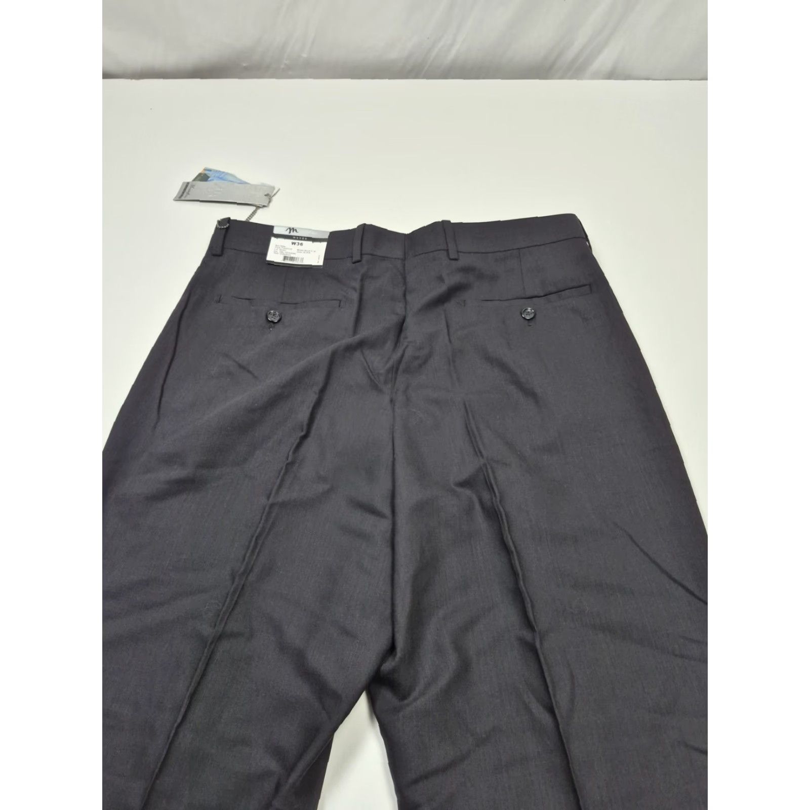 Vintage Montefino Dress Pants Mens 36x36 Black Wool Flat Front Unhemmed Super 120's NWT Size US 36 / EU 52 - 7 Thumbnail