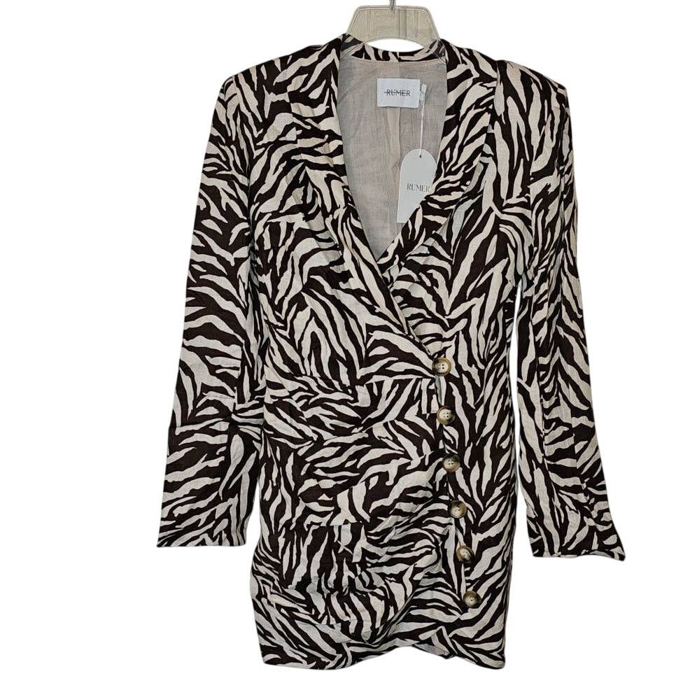 Free People New Free People RUMER Cyrus Blazer Dress $379 Zebra-Striped Size XS / US 0-2 / IT 36-38 - 6 Thumbnail