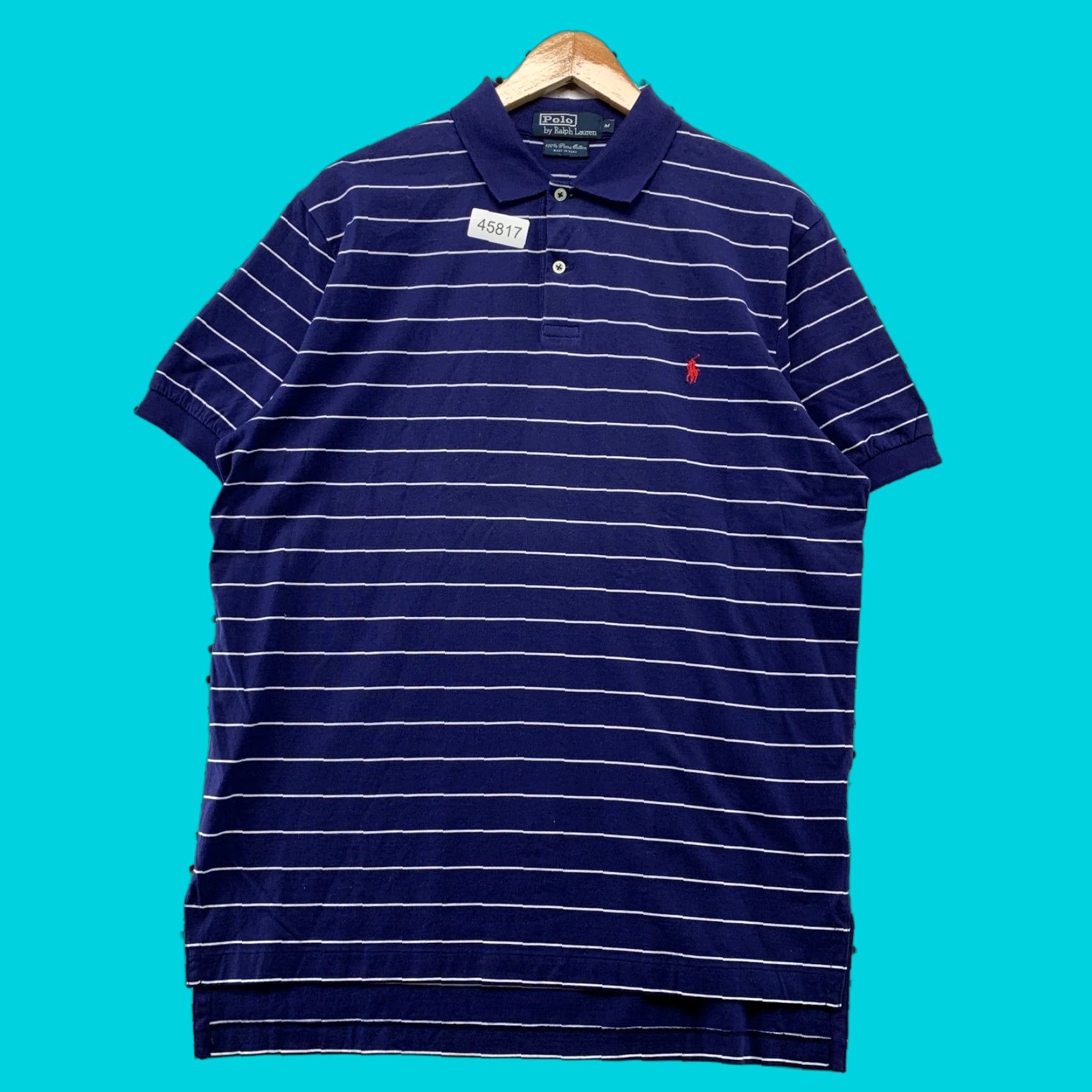 Polo Ralph Lauren Polo Ralph Lauren Shirt Men Medium Blue Stripe 100% Pima Cotton Lightweight Lightweight All Seasons Classic Polo Shirt Mens Blue Stripe 100% cotton Size US M / EU 48-50 / 2 - 1 Thumbnail
