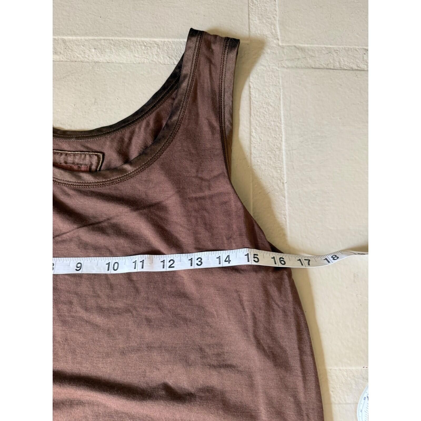 Other Luisa Cerano Brown Viscose Blend Scoop Neck Tank Top Size 12 Size XL / US 12-14 / IT 48-50 - 5 Thumbnail