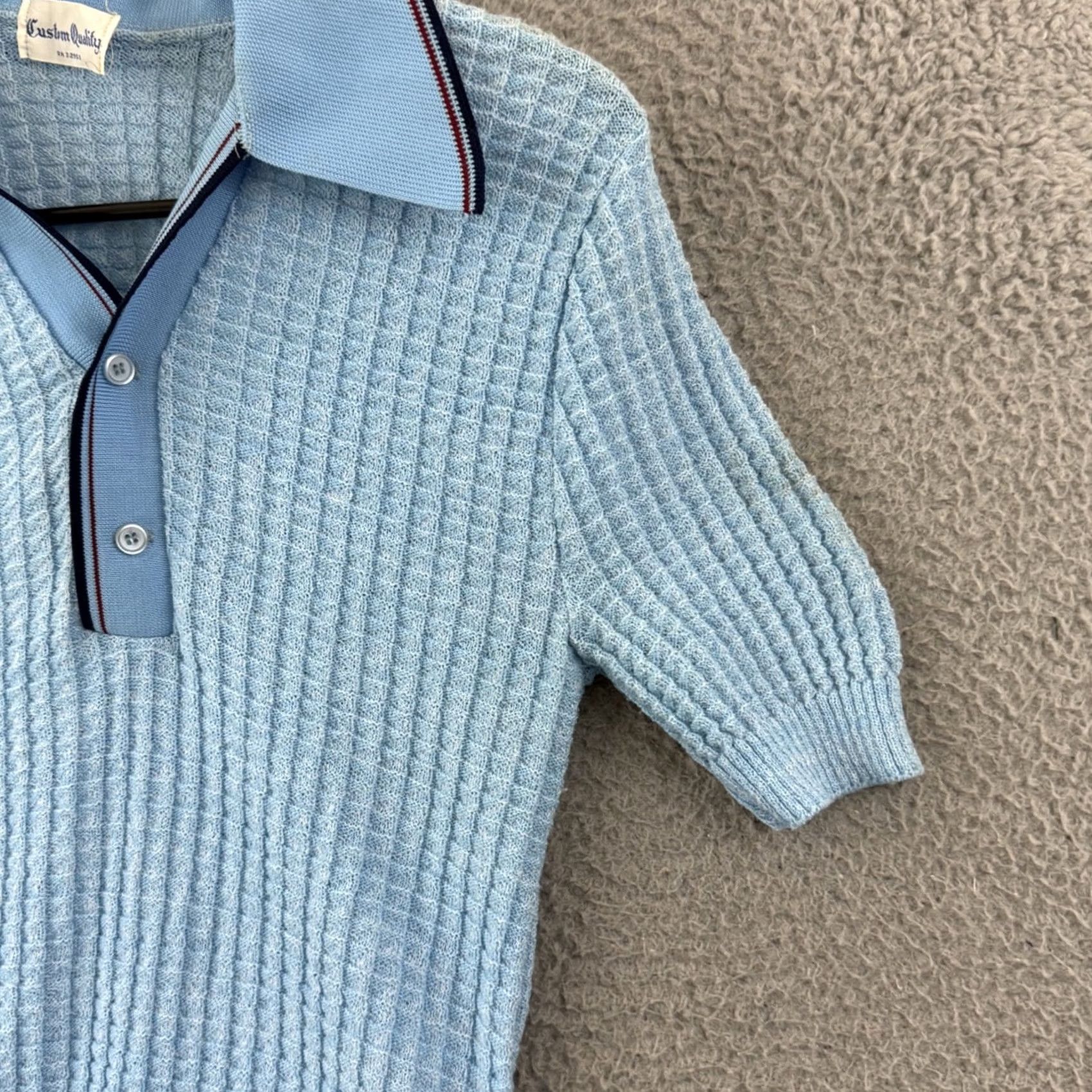 Vintage VINTAGE Custom Quality Shirt Womens Small Blue 60s Terry Cloth Button Blouse Size S / US 4 / IT 40 - 5 Thumbnail
