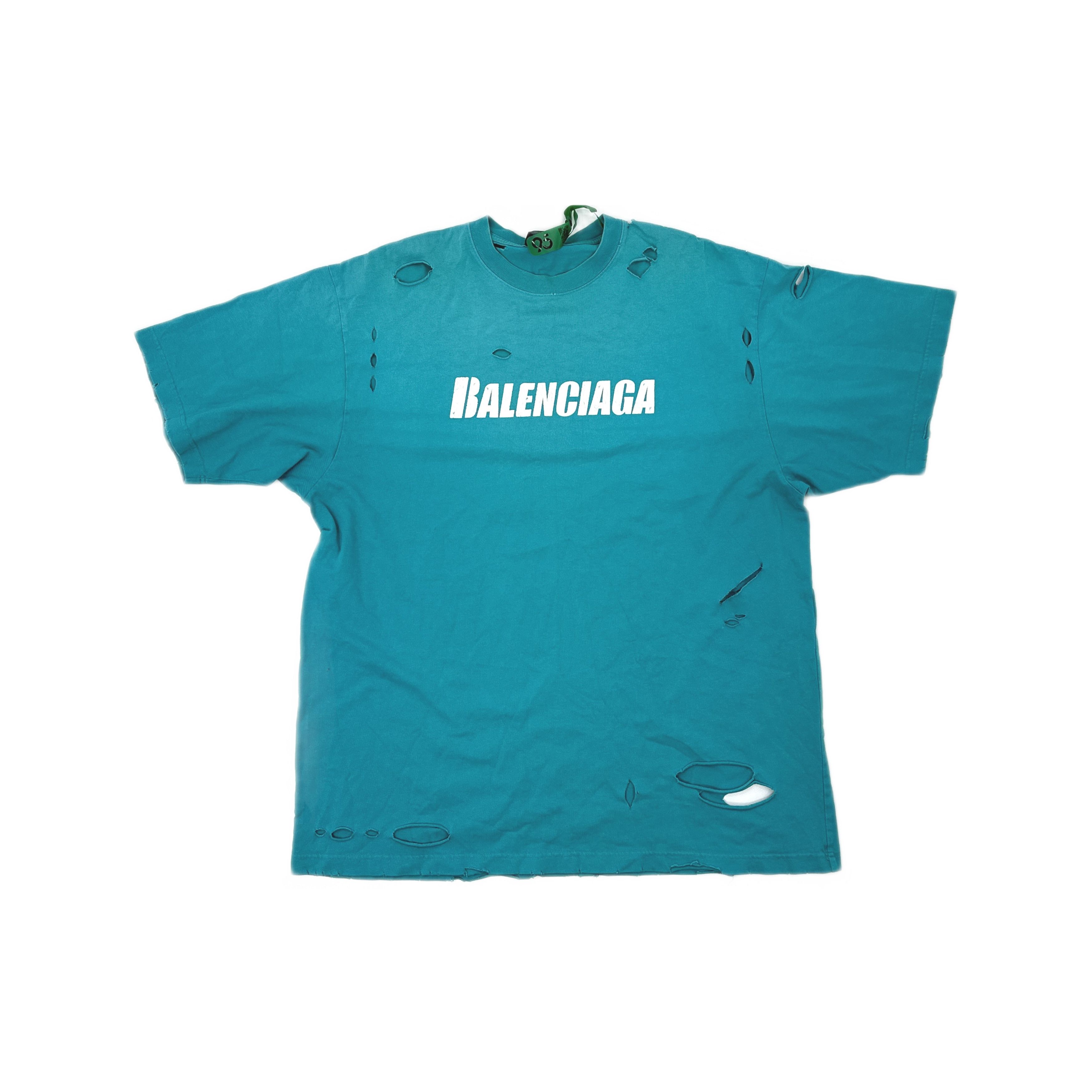 Balenciaga Balenciaga Cracked Logo Distressed Oversized T-Shirt XS
