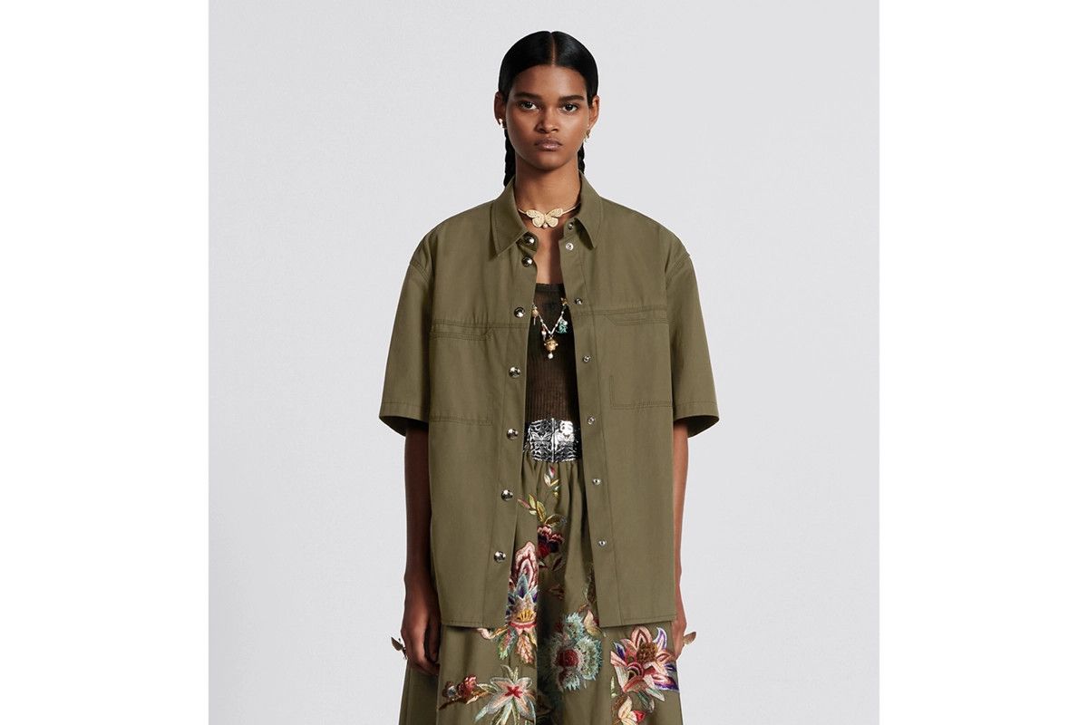 Dior o1bcso1str0225 Short-Sleeved Blouse in Khaki Size S / US 4 / IT 40 - 4 Thumbnail