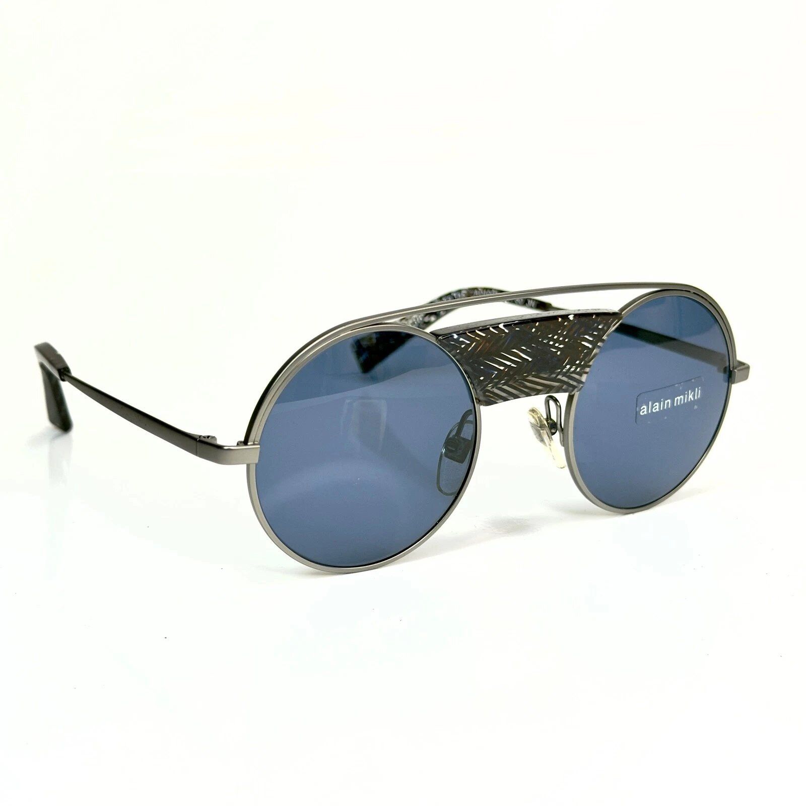 Alain Mikli ALAIN MIKLI Paris A04002 4002 Round Gunmetal Blue Sunglasses Size ONE SIZE - 4 Thumbnail
