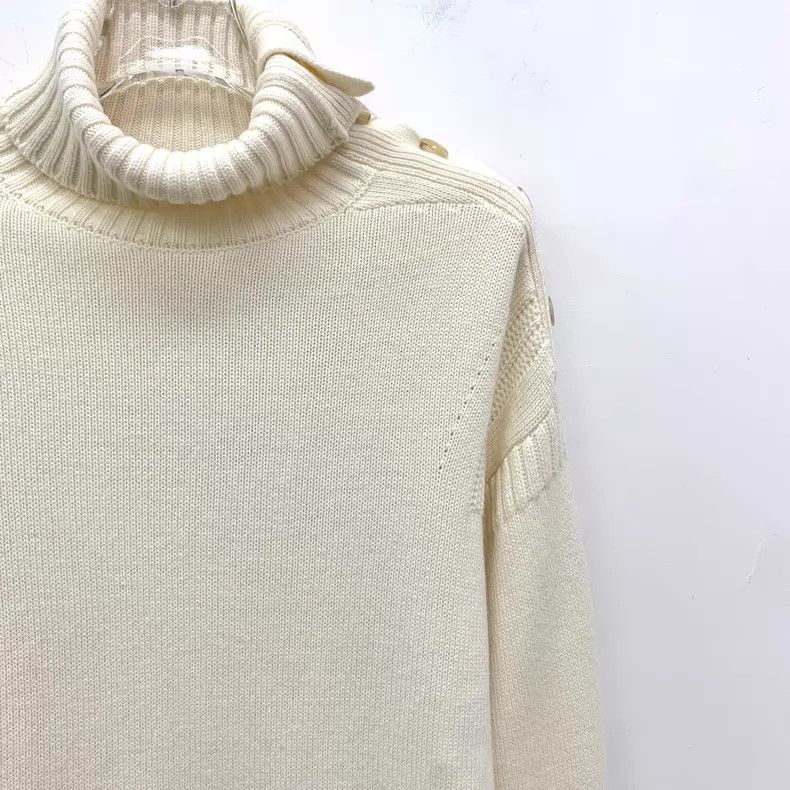Dior Dior Beige bee embroidered cashmere turtleneck long-sleeve Size XS / US 0-2 / IT 36-38 - 3 Thumbnail