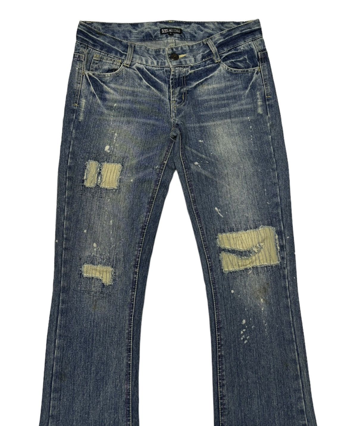 If Six Was Nine VINTAGE MISS ARTEMIS FLARED JEANS DISTRESS RARE FLARE DENIM Size 32" / US 10 / IT 46 - 3 Thumbnail