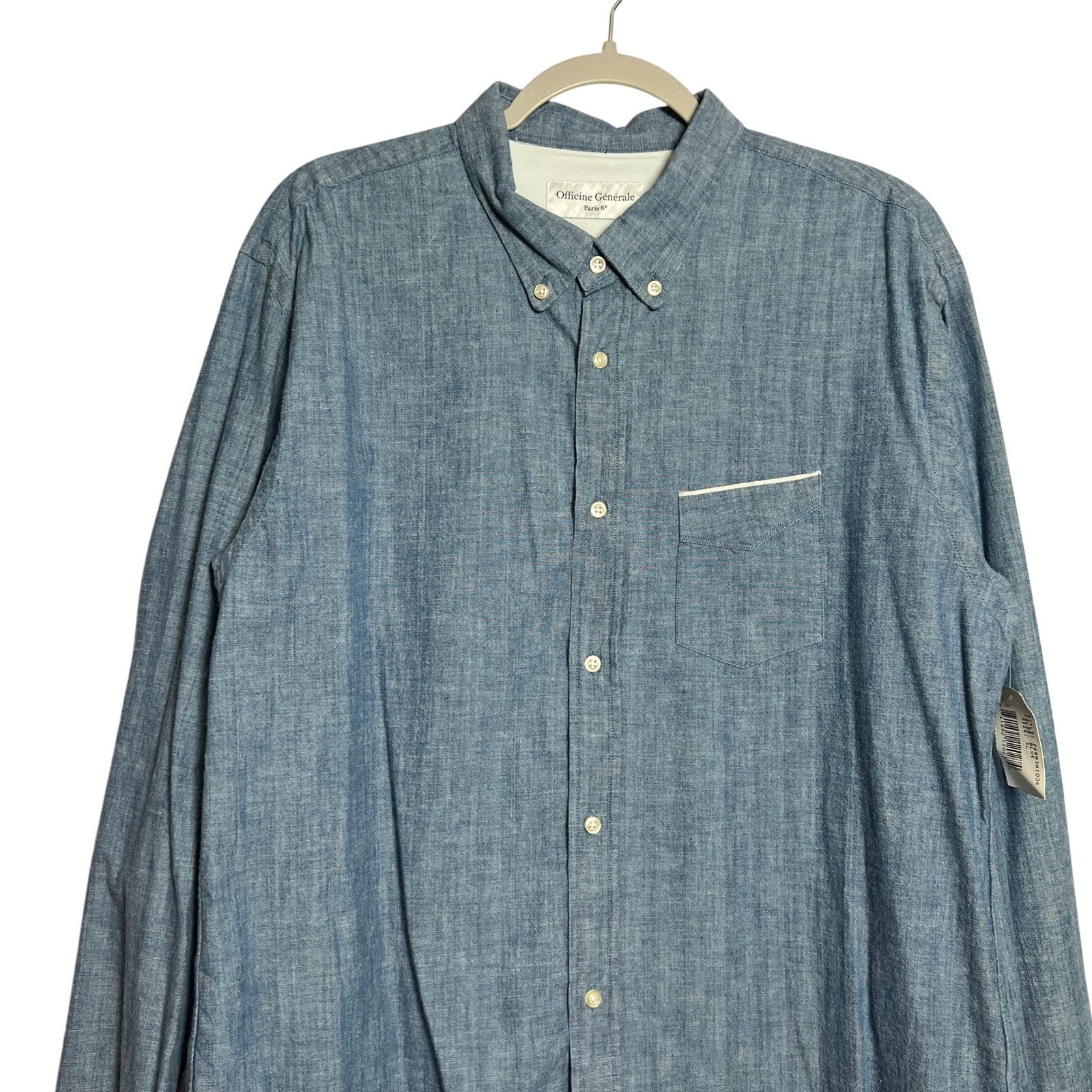 Officine Generale Officine Generale Chambray Shirt Mens XL Blue NWT Size US XL / EU 56 / 4 - 8 Thumbnail