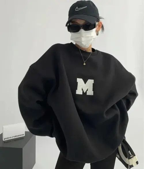 Japanese Brand Korean Pullover Print Thickened Sweatshirt Size ONE SIZE - 6 Thumbnail