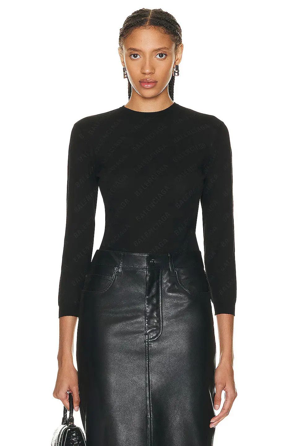 Balenciaga o1s1wg110225 Mini Allover Logo Sweater in Black Size XL / US 12-14 / IT 48-50 - 2 Thumbnail