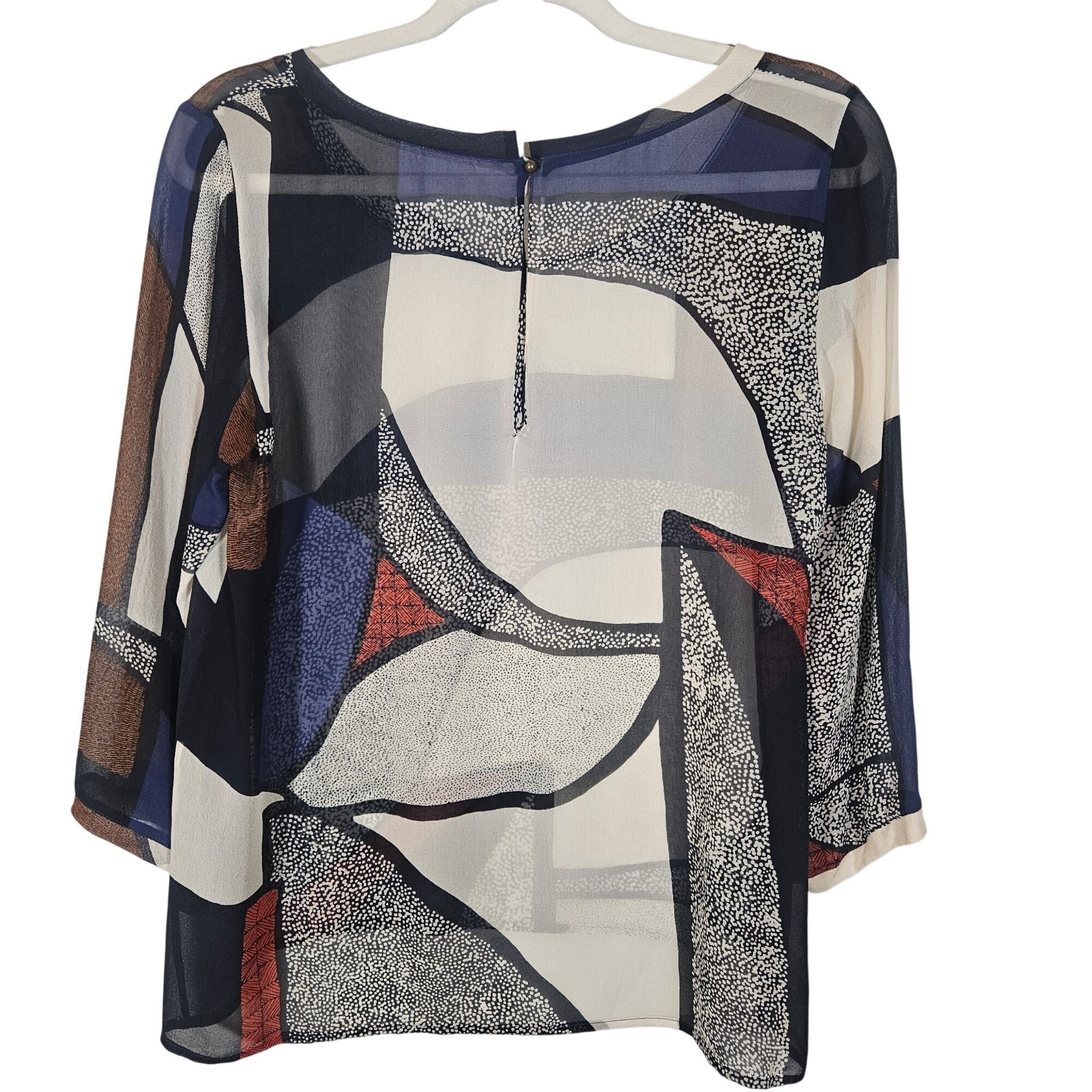 Other Silk Women’s Abstract Blouse M Multicolor Sheer Top Indie Va Size M / US 6-8 / IT 42-44 - 11 Thumbnail