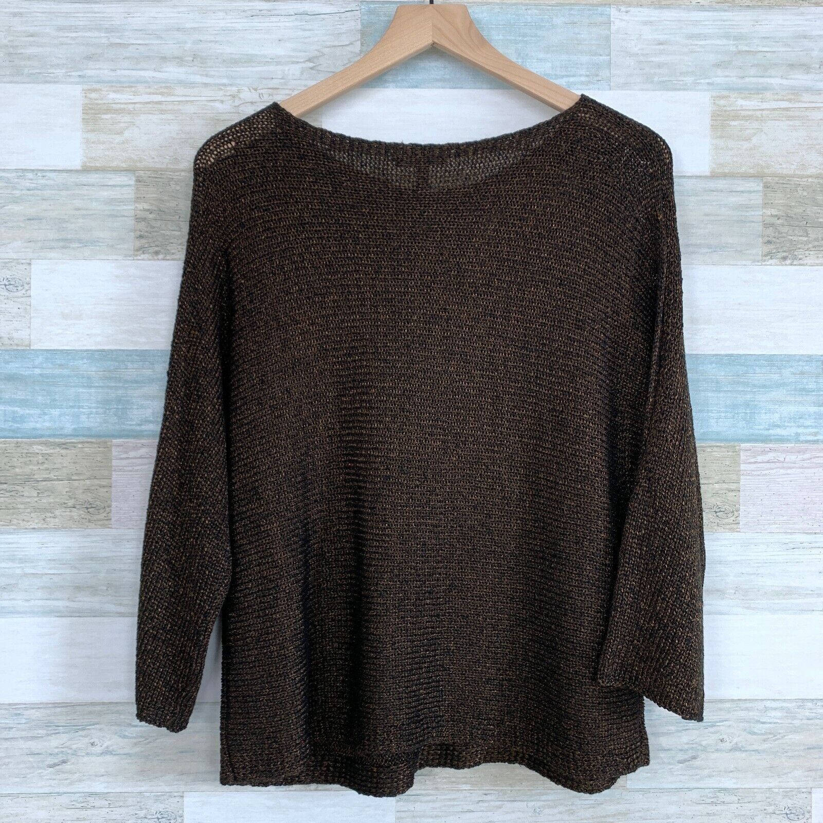 Eileen Fisher Eileen Fisher Organic Linen Loose Knit Dolman Sweater Brown Size XS / US 0-2 / IT 36-38 - 5 Thumbnail