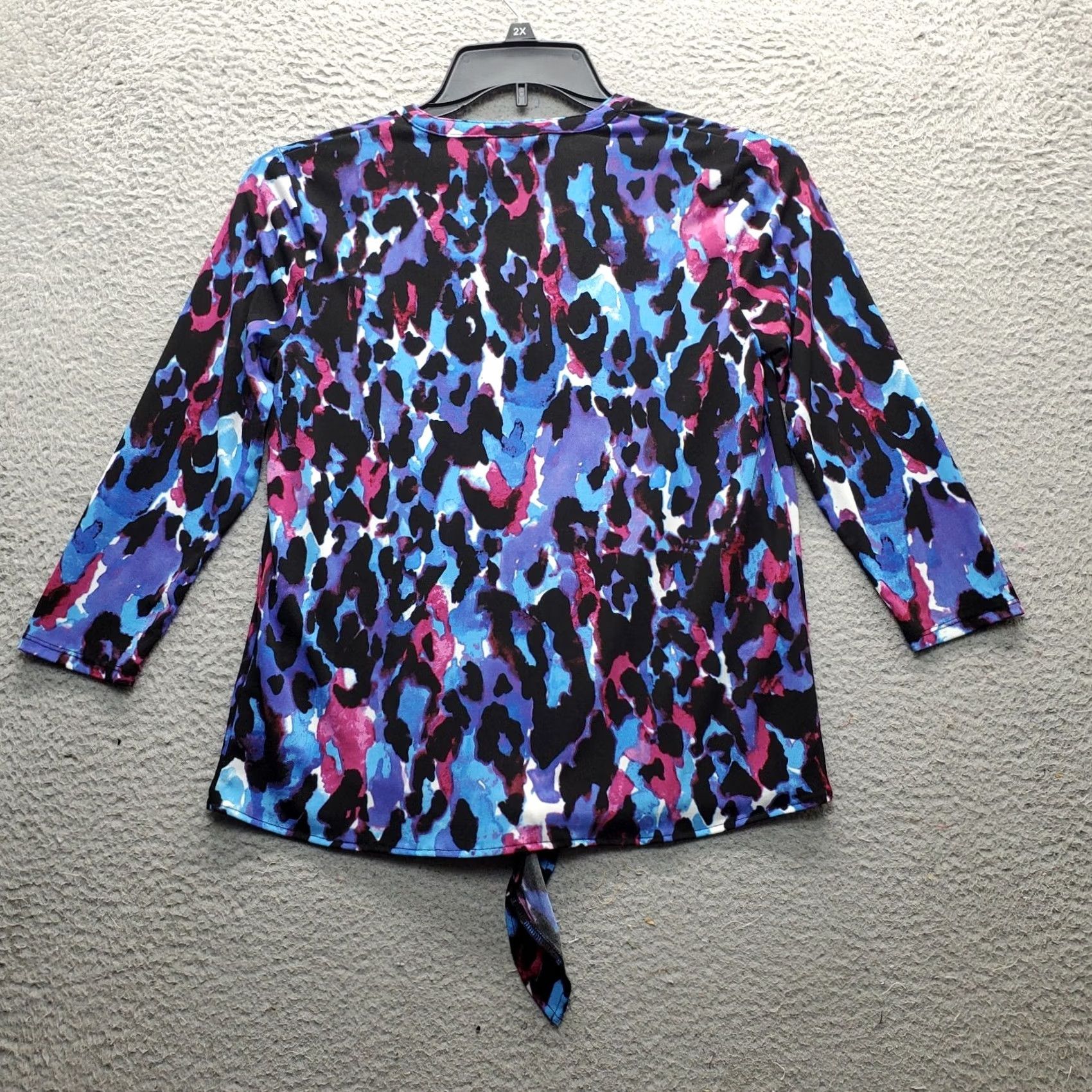 Vintage Dana Buchman Blouse Womens S Leopard Print Knot Hem Button Front Shirt Size S / US 4 / IT 40 - 2 Thumbnail
