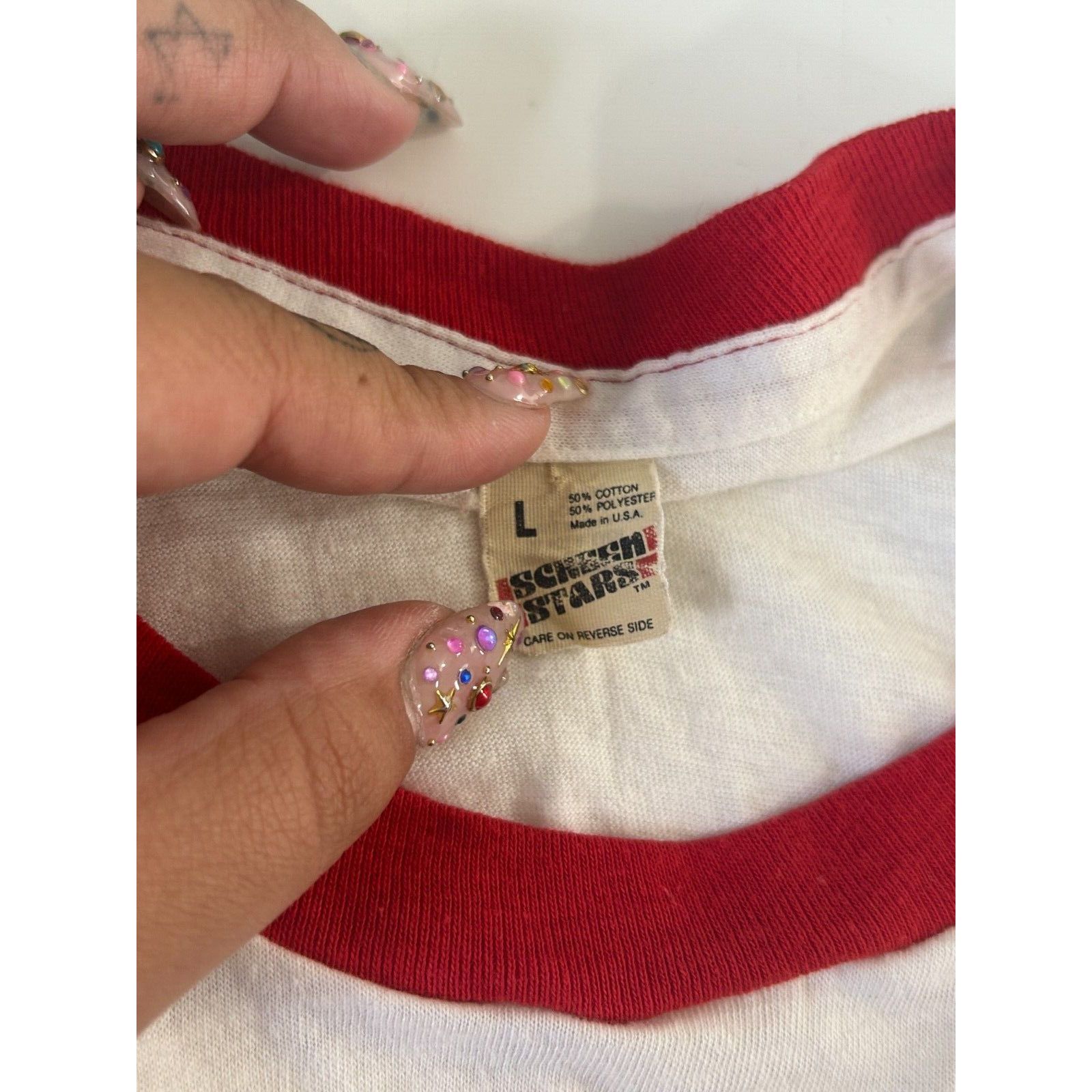 Other Vintage Screen Stars White Tee Red Ringer The Runaways T Size S / US 4 / IT 40 - 6 Thumbnail