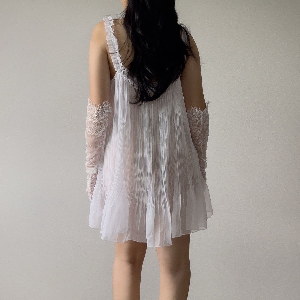 Victoria's Secret Victoria’s Secret White Chiffon Mini Slip Dress (L–XL) Size XL / US 12-14 / IT 48-50 - 9 Thumbnail