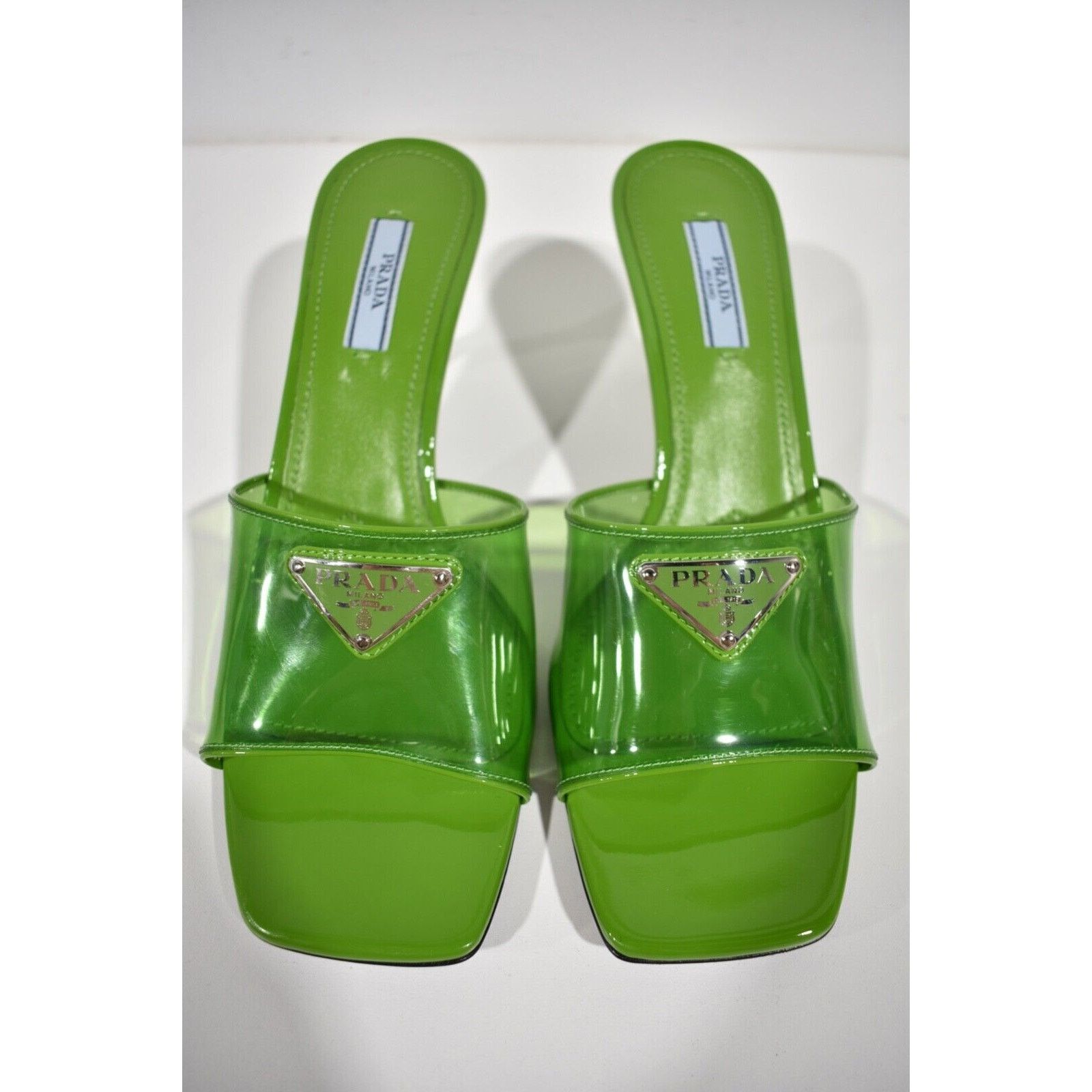 Prada Plexiglas PVC Leather Backless Sandal Mule Heel Pump 40 Size US 10 / IT 40 - 5 Thumbnail
