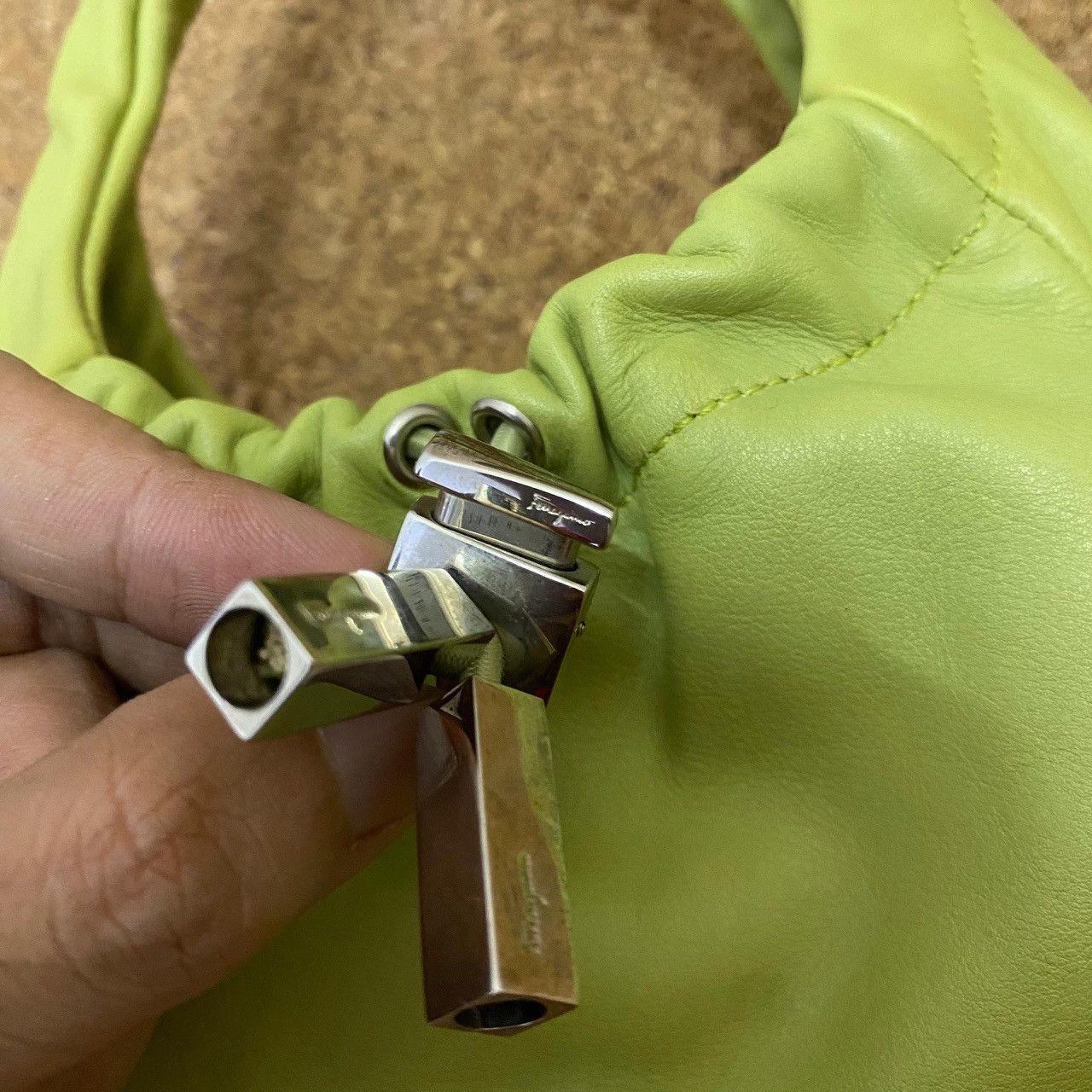 Designer × Salvatore Ferragamo Y2K Ferragamo Mini Shoulder Bag – Lime Green Statement Piece Size ONE SIZE - 5 Thumbnail