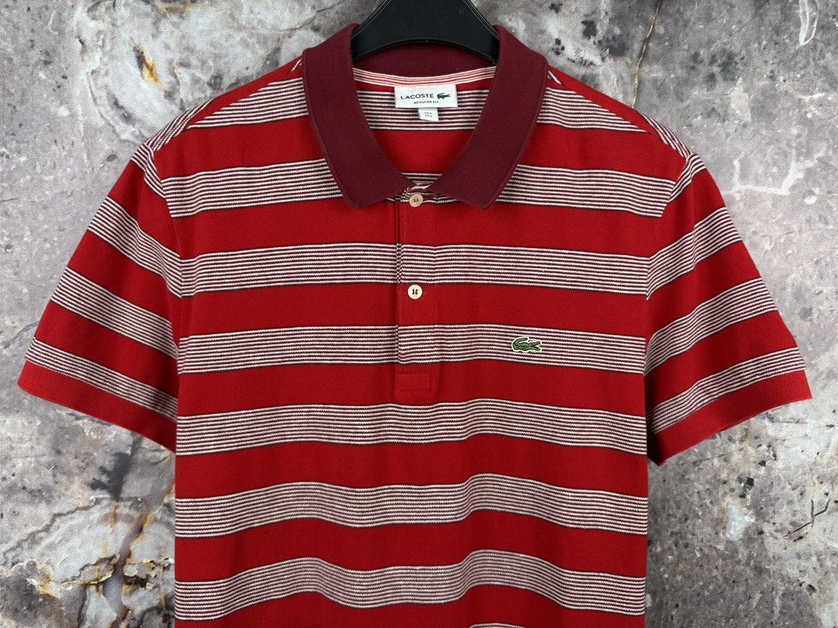 Lacoste Lacoste Red Striped Polo Shirt Crocodile Logo Short Sleeve Size US L / EU 52-54 / 3 - 3 Thumbnail