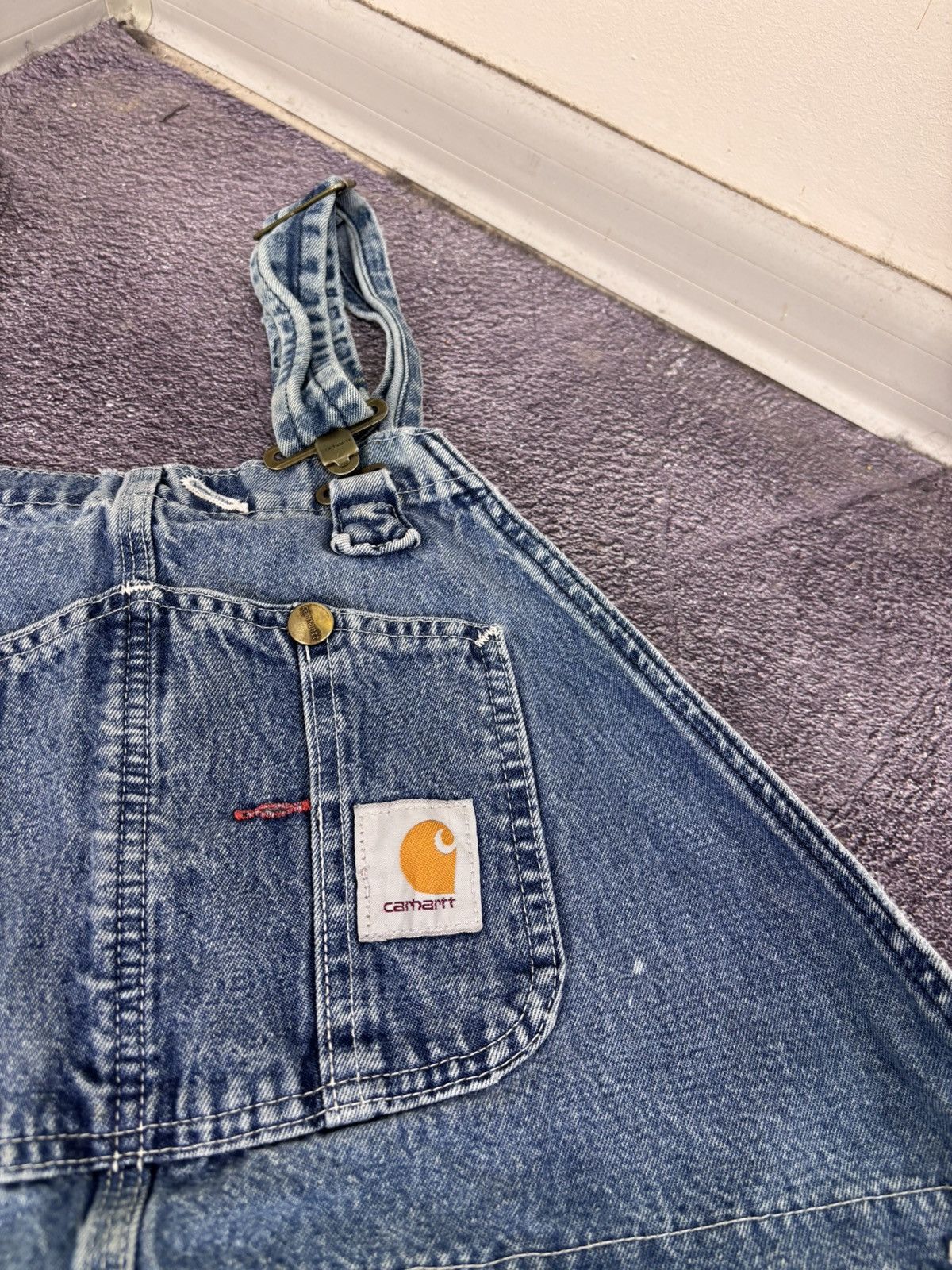 Carhartt Vintage Carhartt Blue Denim Bib Overalls R08 DNM Carpenter Size US 38 / EU 54 - 7 Thumbnail