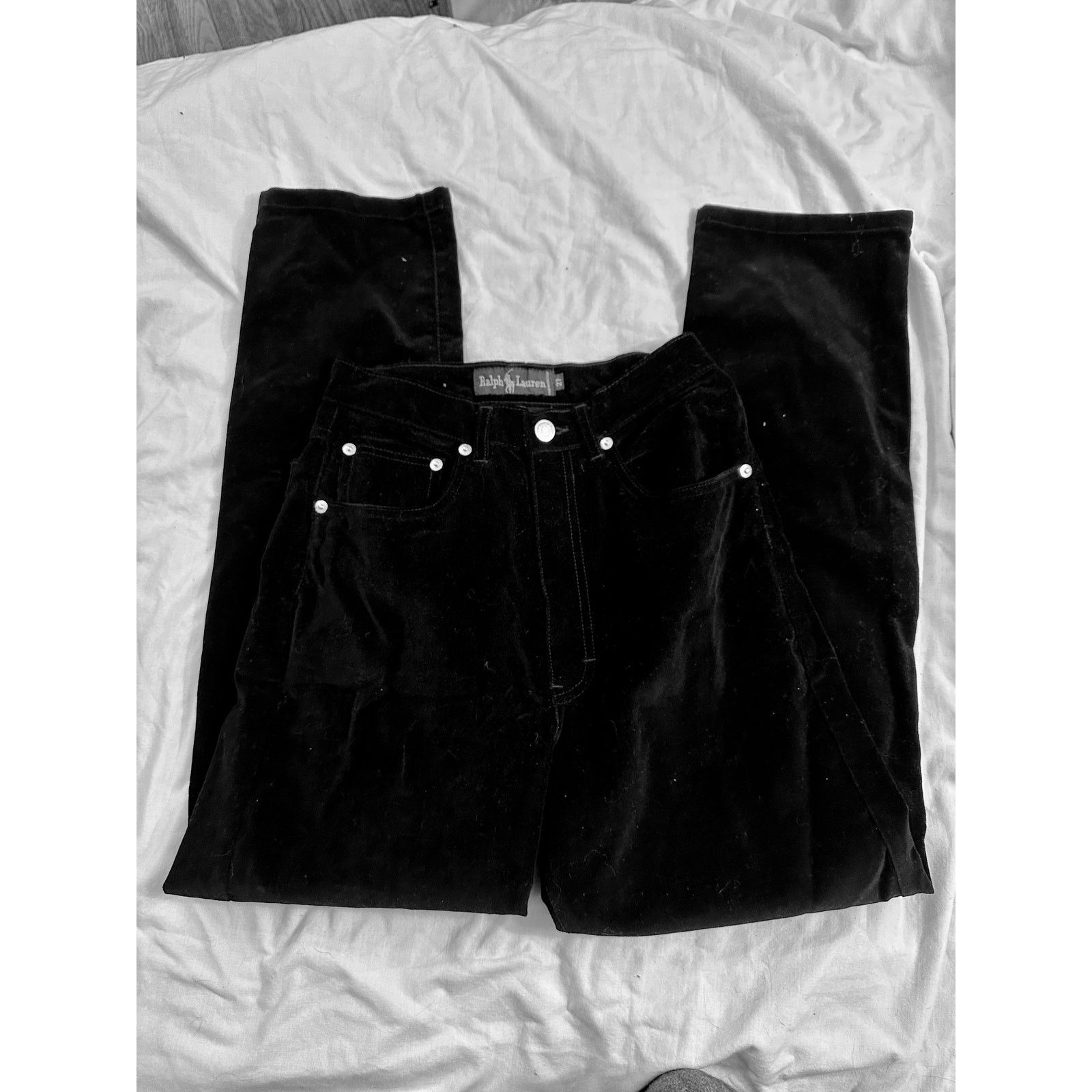 Ralph Lauren 80'S RALPH LAUREN BLACK COTTON VELVET HIGH WAISTED JEANS 27 Size 27" / US 4 / IT 40 - 5 Thumbnail