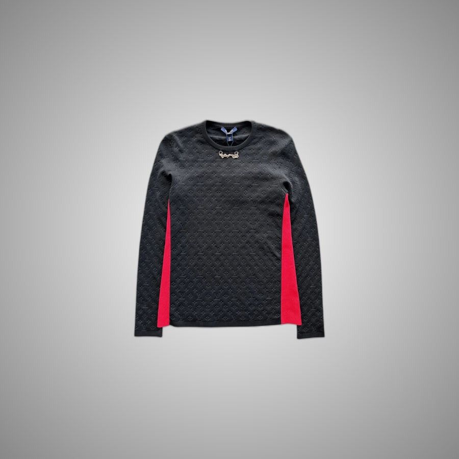 Louis Vuitton LOUIS VUITTON BLACK & RED MONOGRAM WOMEN'S SWEATER Size US XS / EU 42 / 0 - 1 Thumbnail