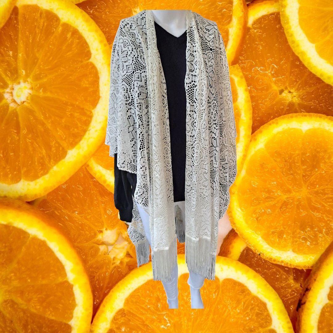 Other White Crochet Doily Open Front Cape Size OSFM Size ONE SIZE - 6 Thumbnail