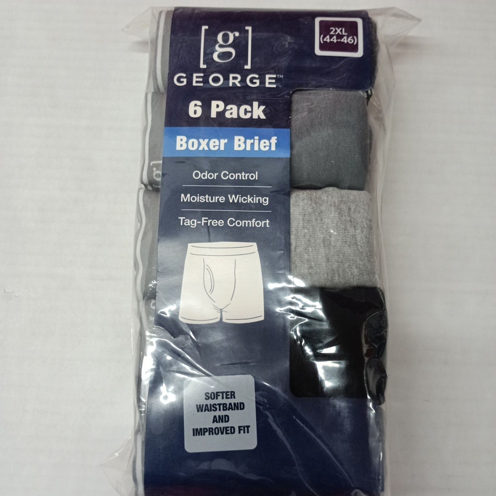 George George Men's Cotton Boxer Briefs 6-Pack Size 2XL (44-46) Size 44 - 1 Thumbnail