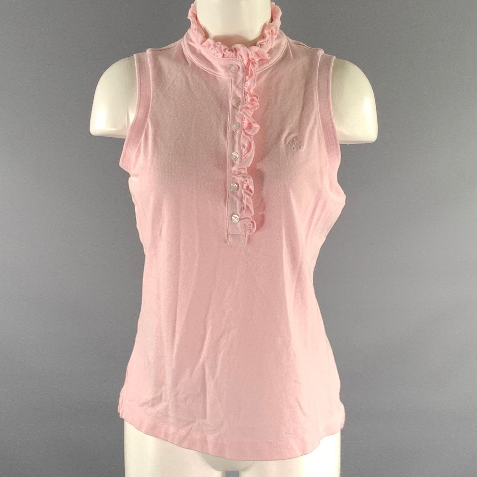 Brooks Brothers BROOKS BROTHERS Size M Pink Cotton Blend Polo Casual Top Size M / US 6-8 / IT 42-44 - 1 Thumbnail