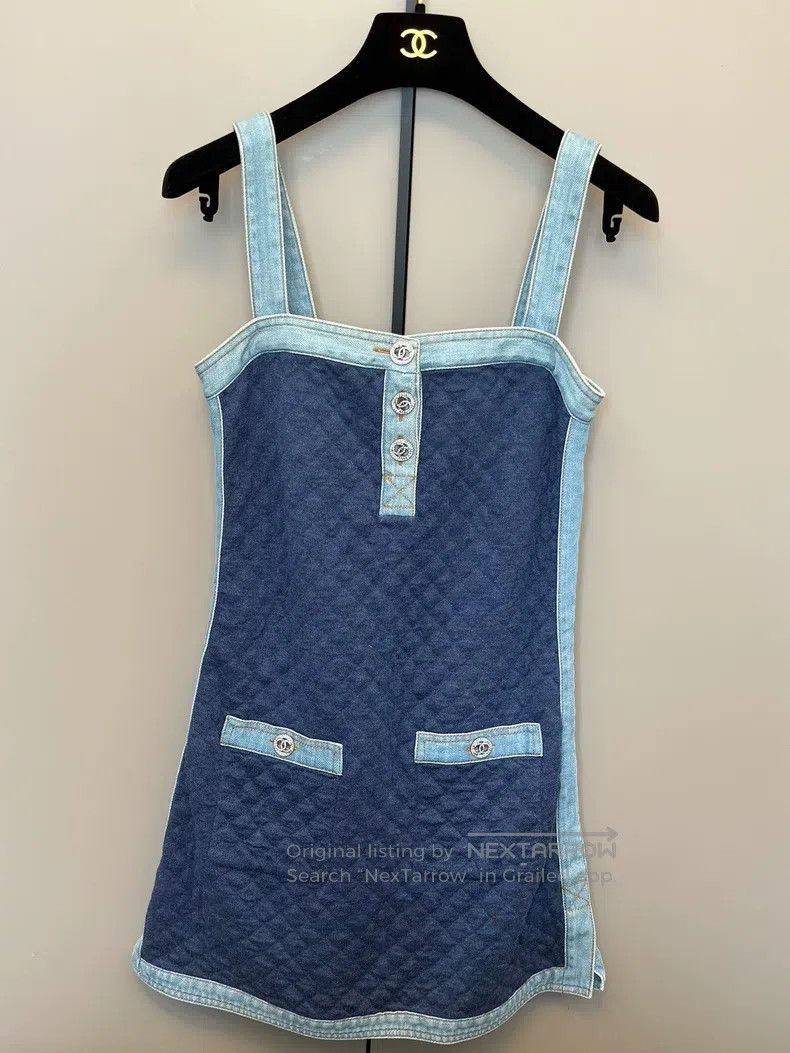Chanel Chanel Denim suspender skirt Size XXS / US 00 / IT 34 - 1 Thumbnail