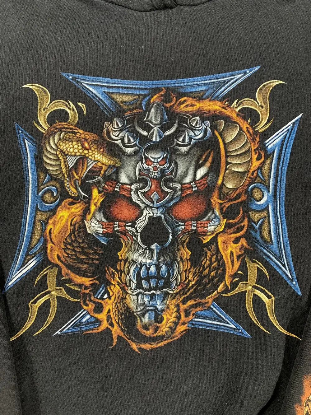 Vintage Vintage Skulls Fire Hoodie Sweatshirt Snake Affliction Style Size US XL / EU 56 / 4 - 5 Thumbnail