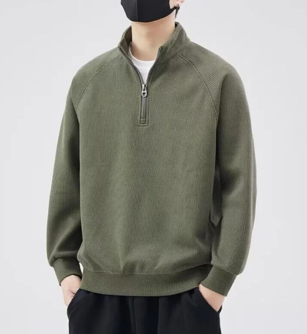 Japanese Brand × Vintage Y2K Half Zipper Vintage Textured Standing Collar Sweater Size US XXL / EU 58 / 5 - 3 Thumbnail