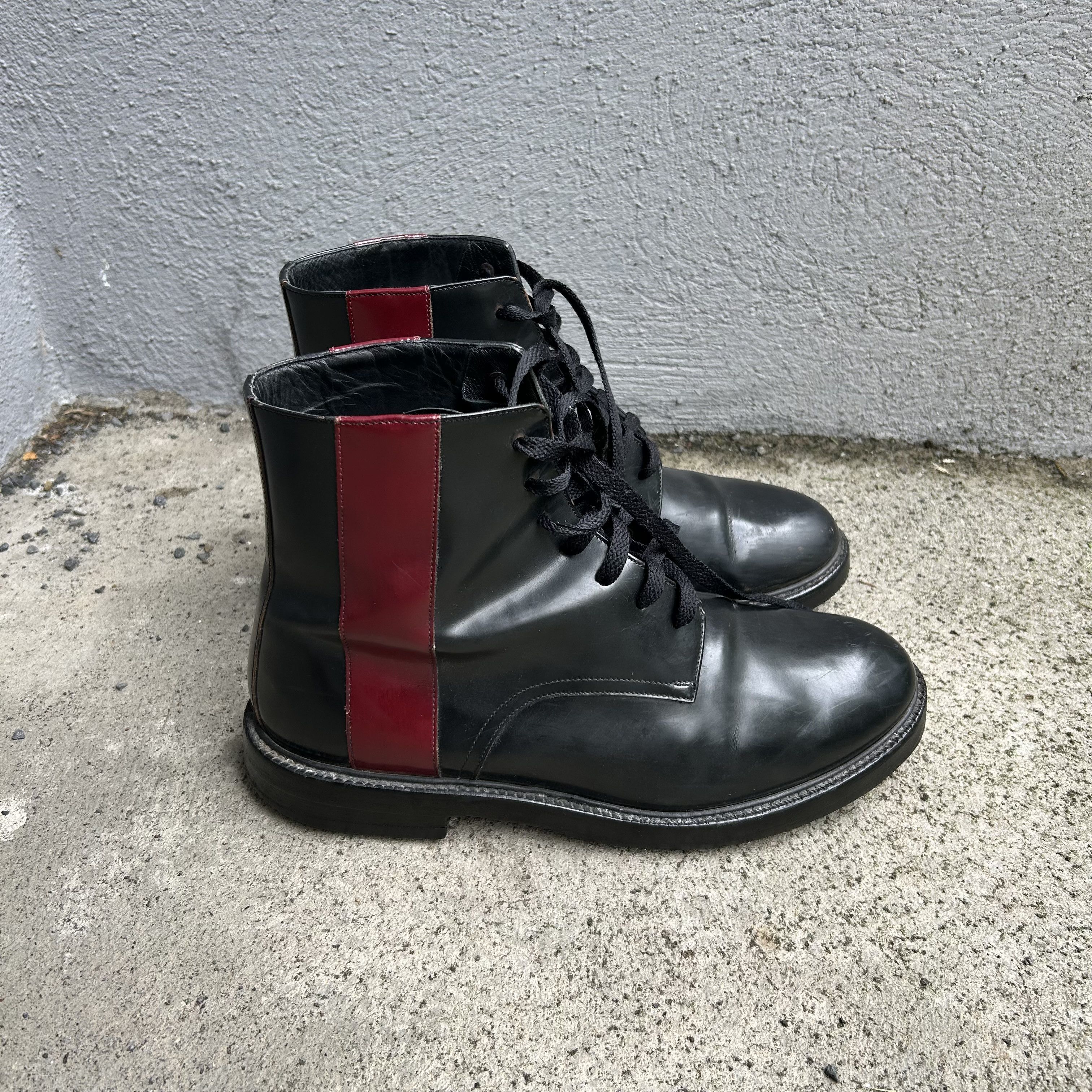 Calvin Klein 205W39NYC CK205 Black Patent Leather Combat Boots Shoes Size US 8 / EU 41 - 3 Thumbnail