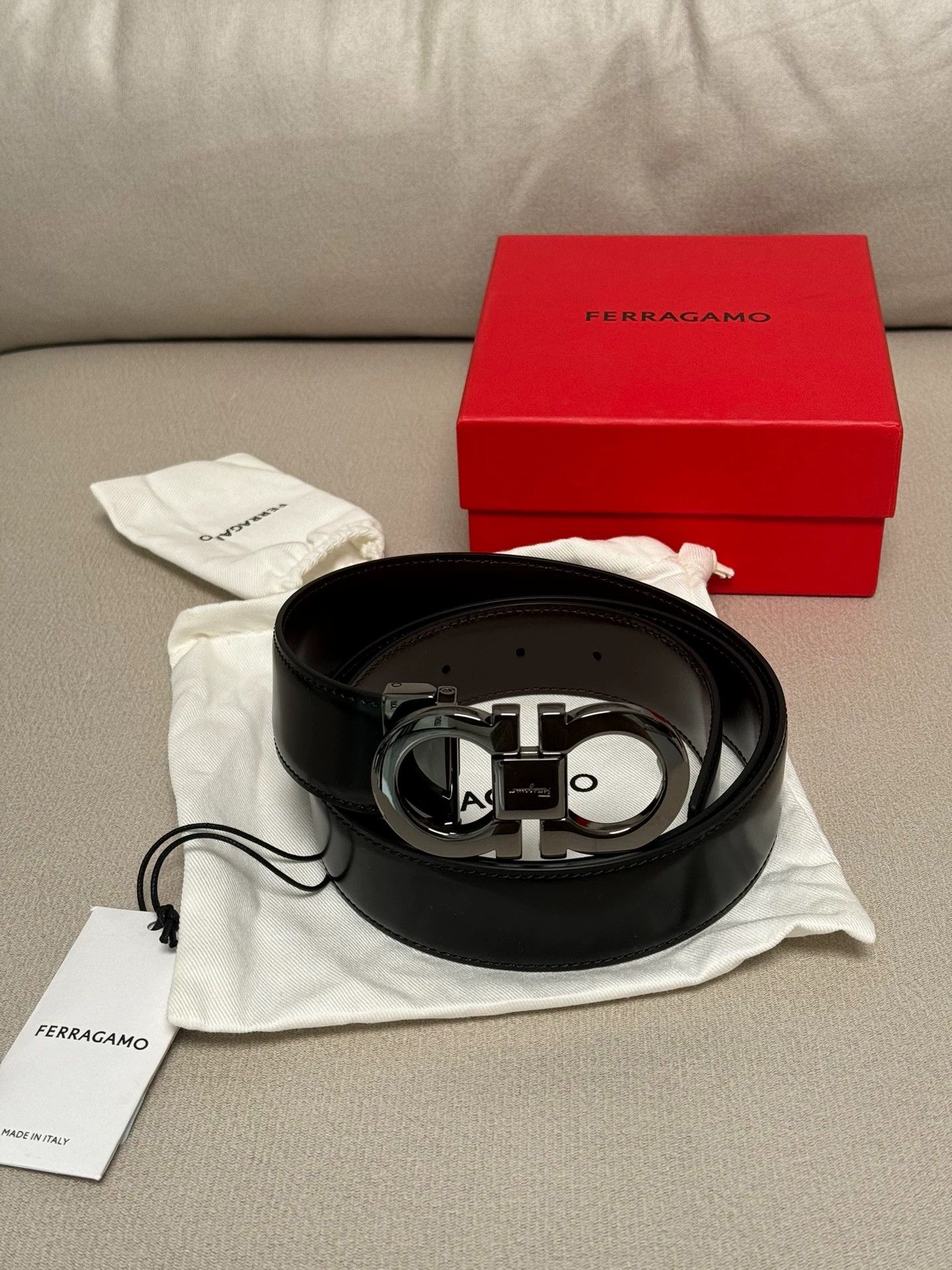 Salvatore Ferragamo Ferragamo men's black & brown reversible leather belt 100cm Size ONE SIZE - 1 Thumbnail