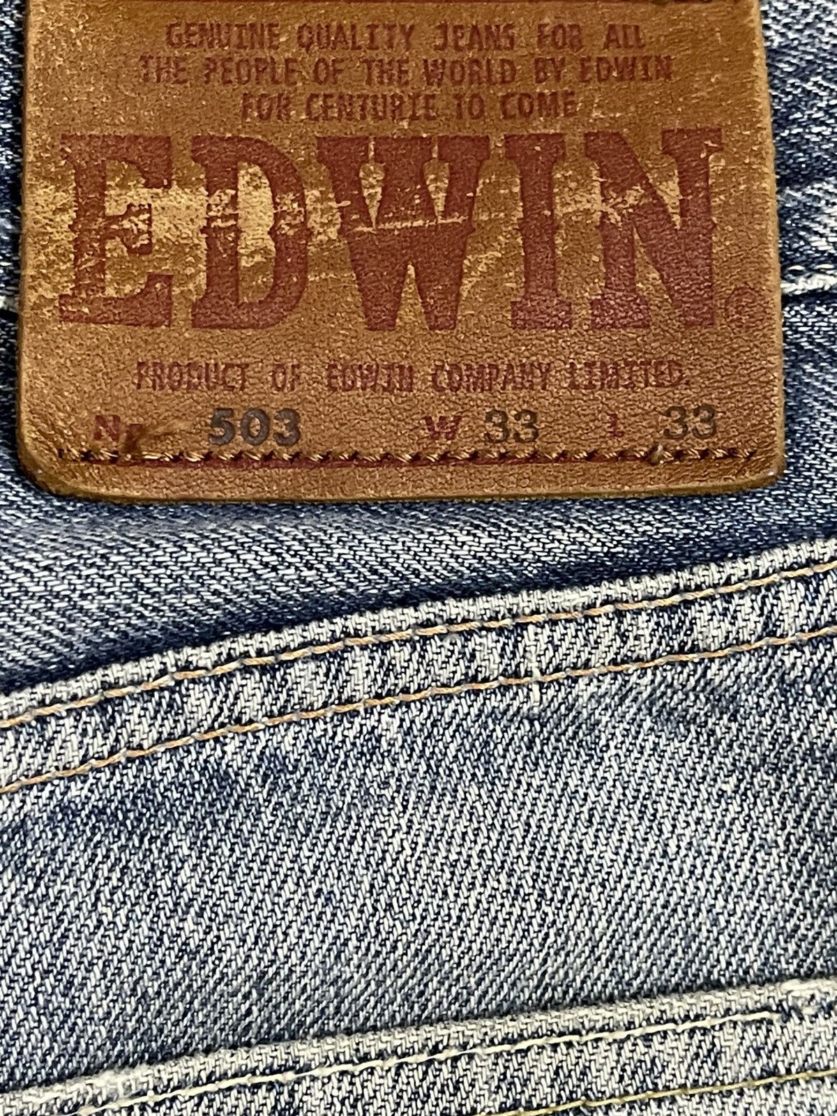 Edwin Vintage Edwin 503 Blue Faded Wash Distressed Loose Jeans Size US 33 - 9 Thumbnail
