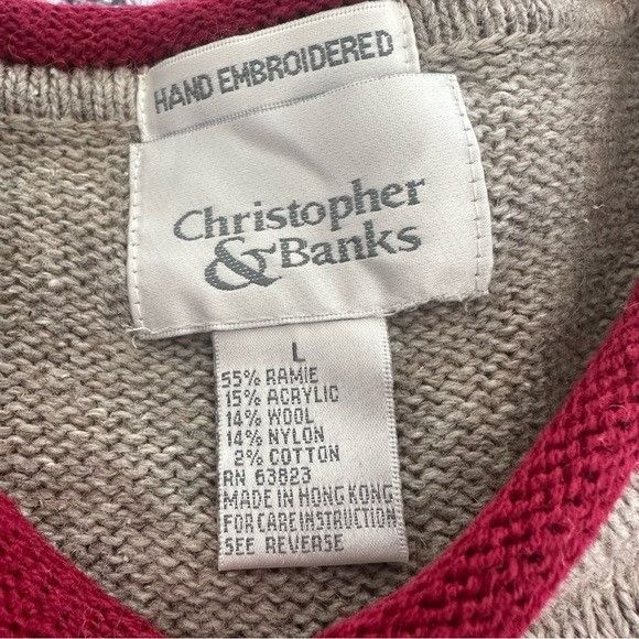 Vintage Vintage Christopher & Banks Hand Embroidered Beige Holiday S Size L / US 10 / IT 46 - 7 Thumbnail