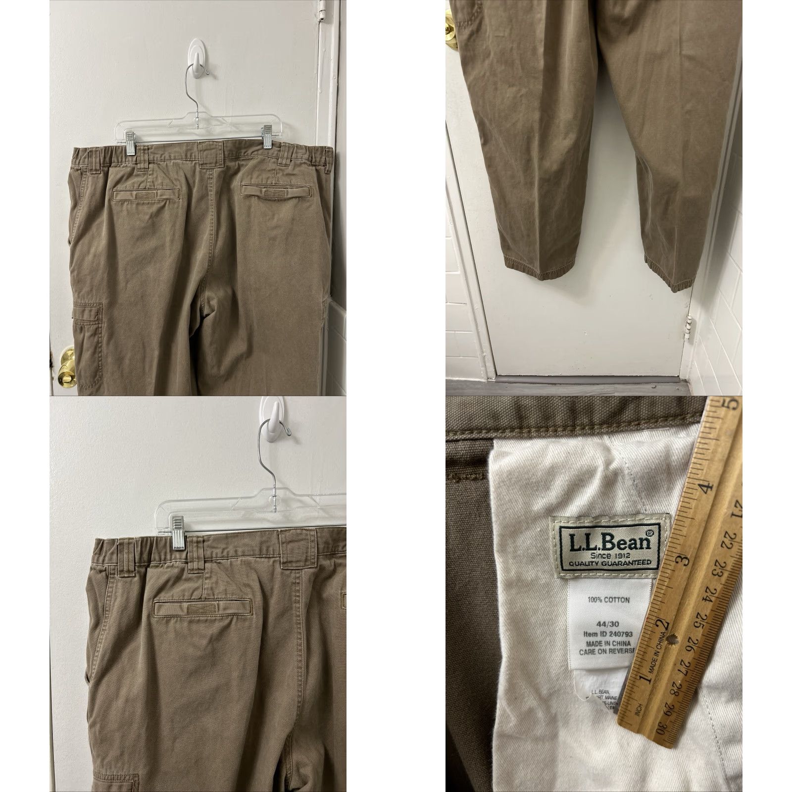 Vintage LL Bean Cargo Pants Mens 44x30 Brown Cotton Relaxed Straight Leg Trousers 240793 Size US 44 / EU 60 - 8 Thumbnail