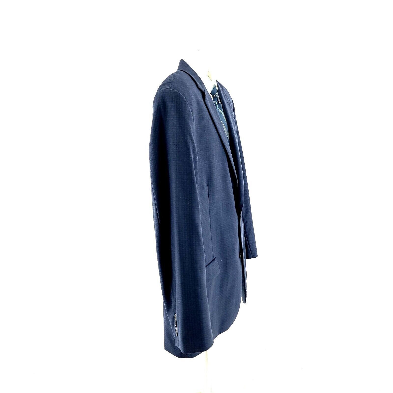 Joseph & Feiss Joseph & Feiss Gold Blue Plaid Wool 2 Button Blazer 46L Tagg Size 46L - 7 Thumbnail