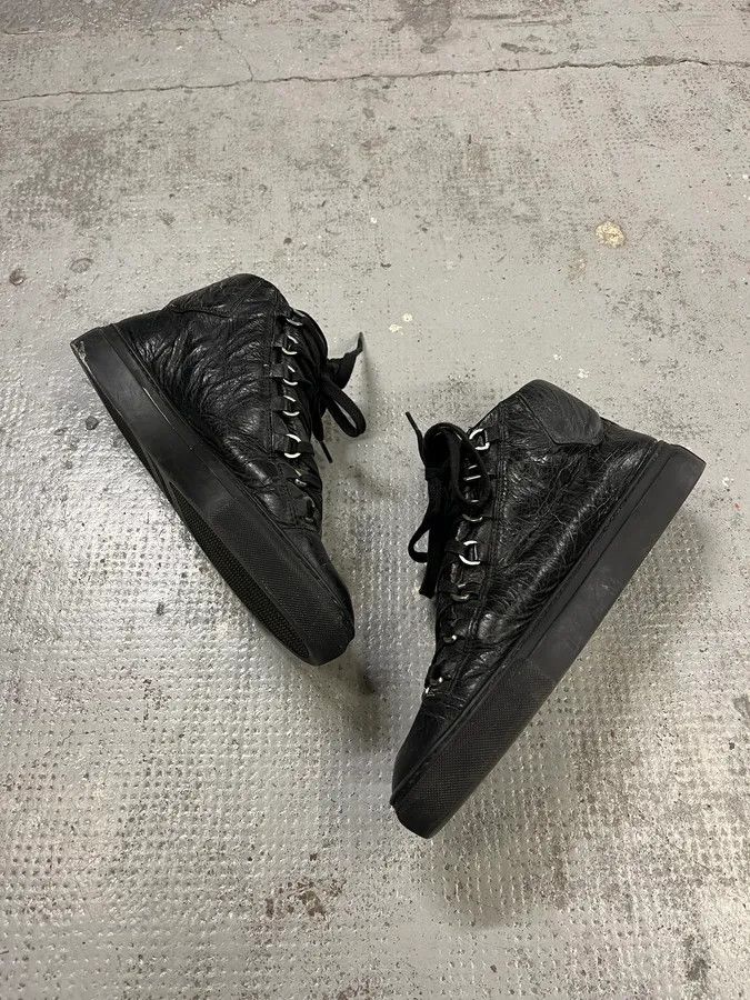 Balenciaga 2000s Balenciaga Arena Grey Leather High-Top Sneakers Size US 8.5 / EU 41-42 - 3 Thumbnail