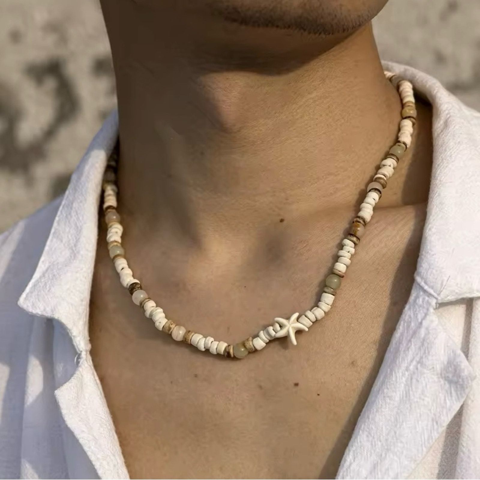 Other Coconut-husk Wood Beads Starfish Choker Necklace for Men Size ONE SIZE - 6 Thumbnail