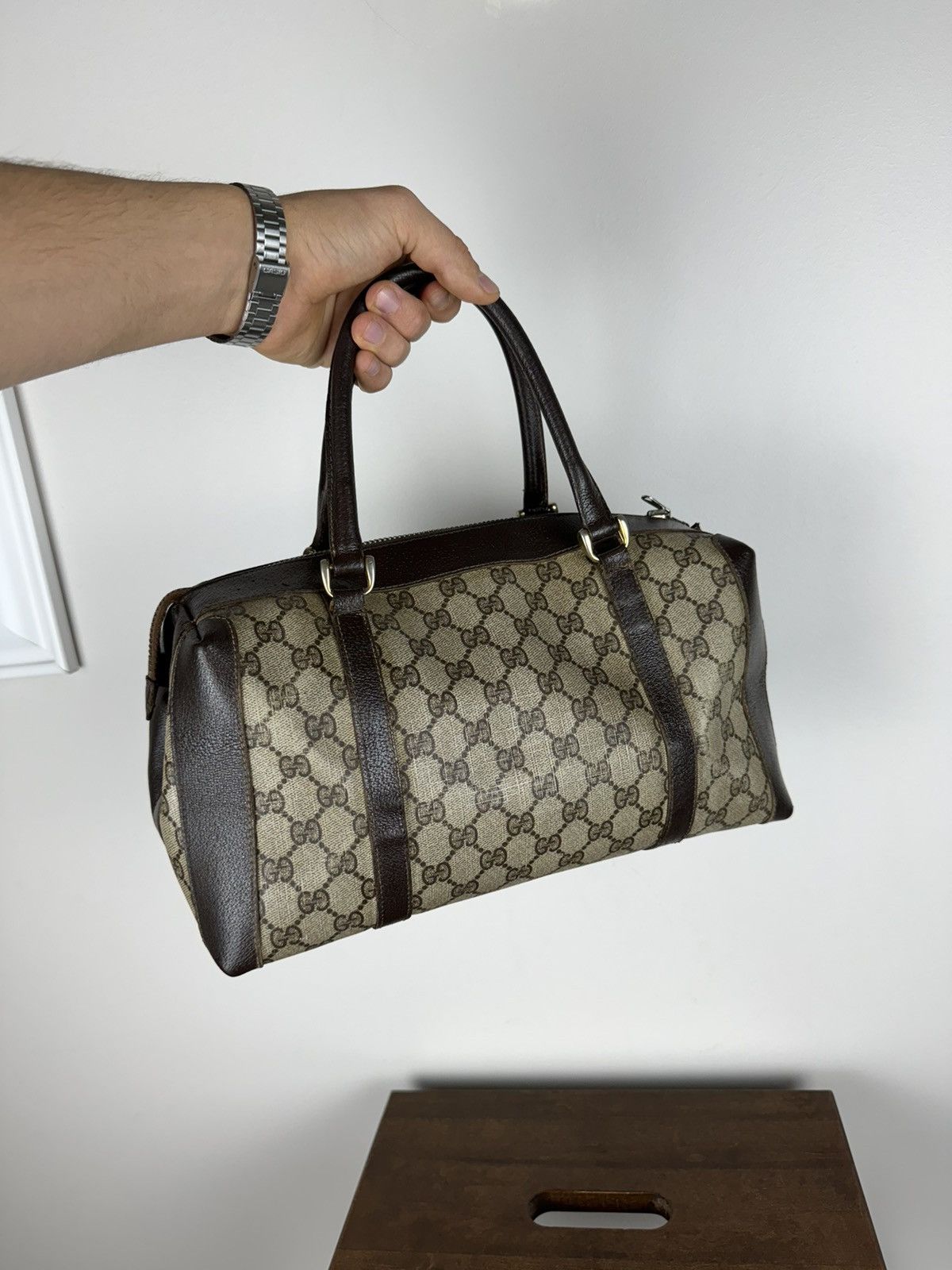 Gucci Luxury vintage rare Gucci leather Boston Bag original item Size ONE SIZE - 4 Thumbnail