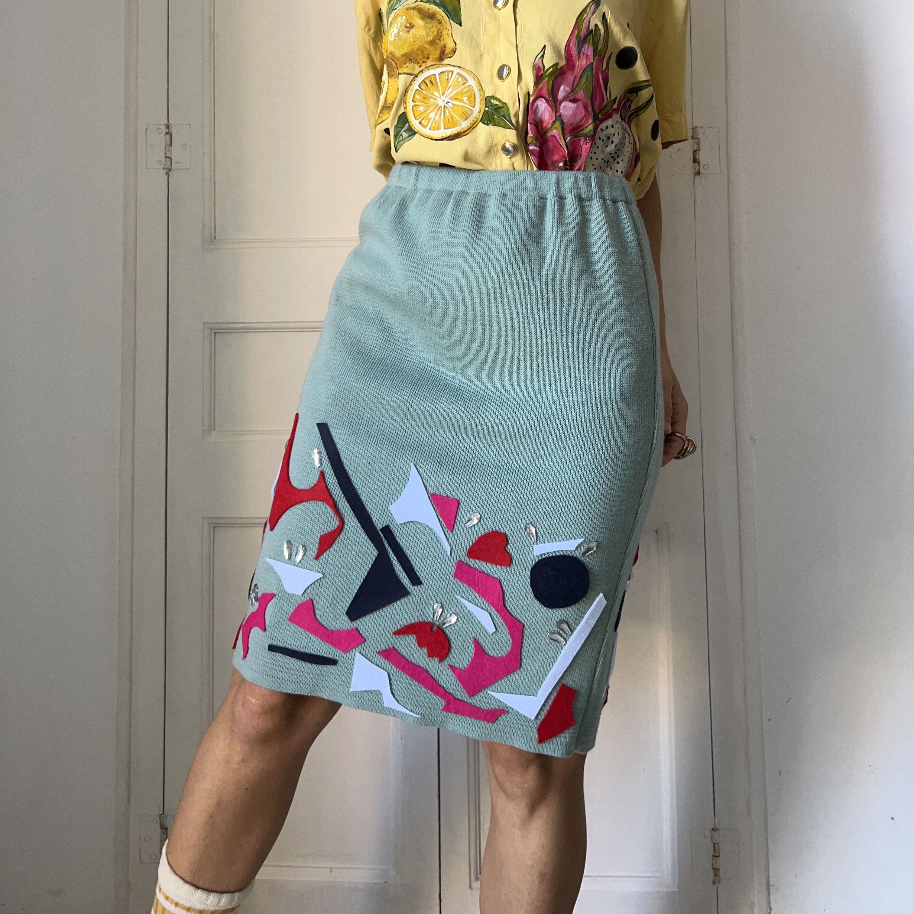 Custommade Custommade Felt Collage mint greenknit skirt Size 30" / US 8 / IT 44 - 2 Thumbnail