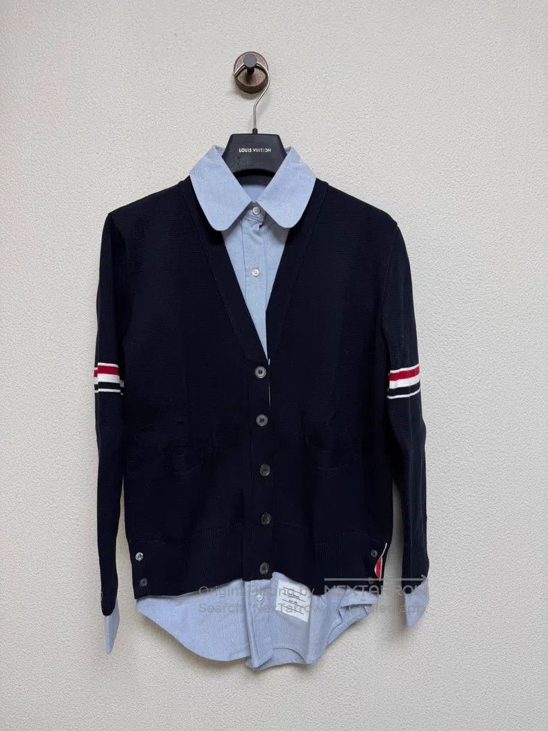 Thom Browne Thom Browne Mock Two-Piece Knit Cardigan and Shirt Set Size US XXS / EU 40 - 1 Thumbnail