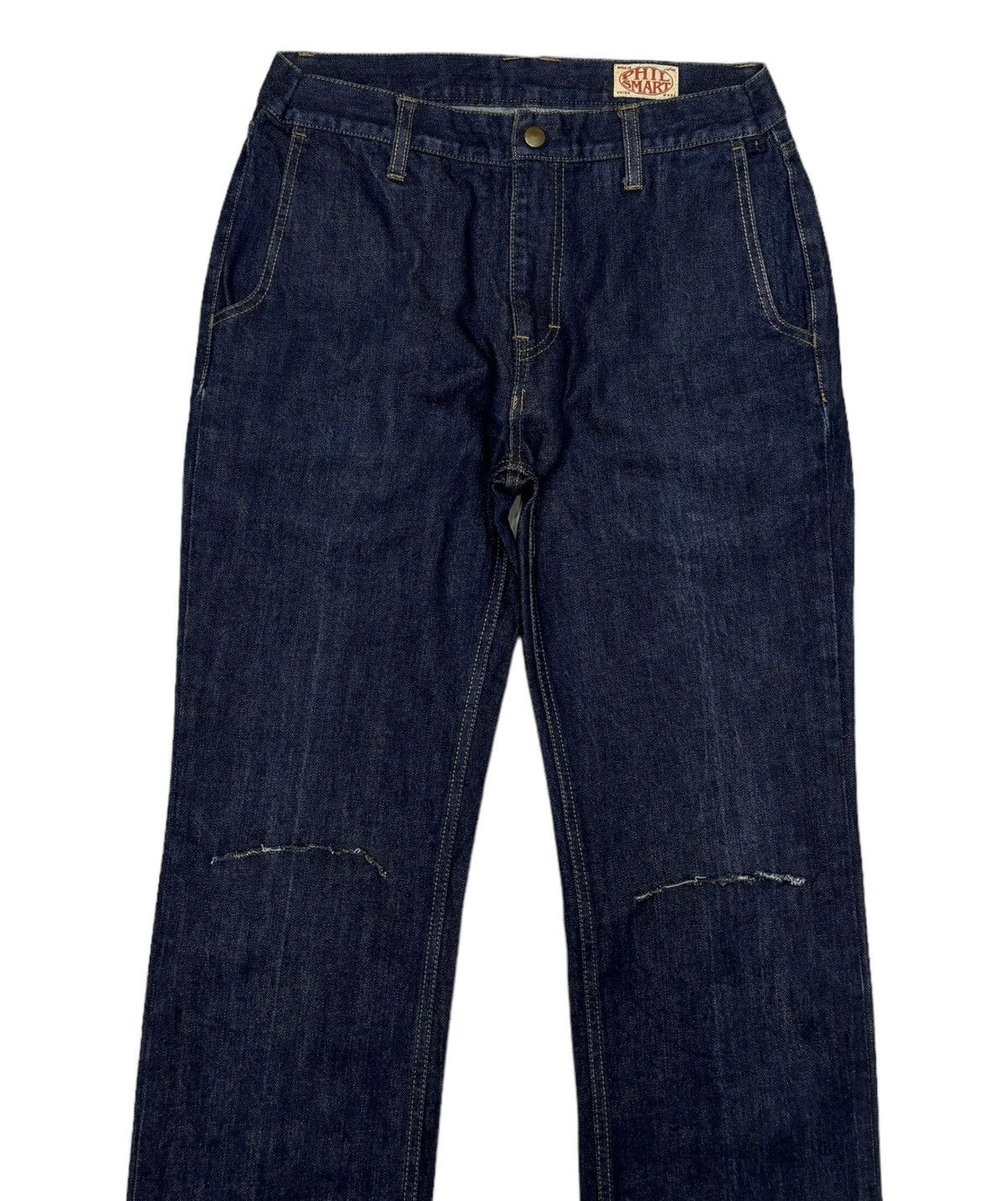 Kapital 🔥PHIL SMART UNION MADE BLUE JEANS RIPPED KNEE DENIM Size US 29 - 5 Thumbnail