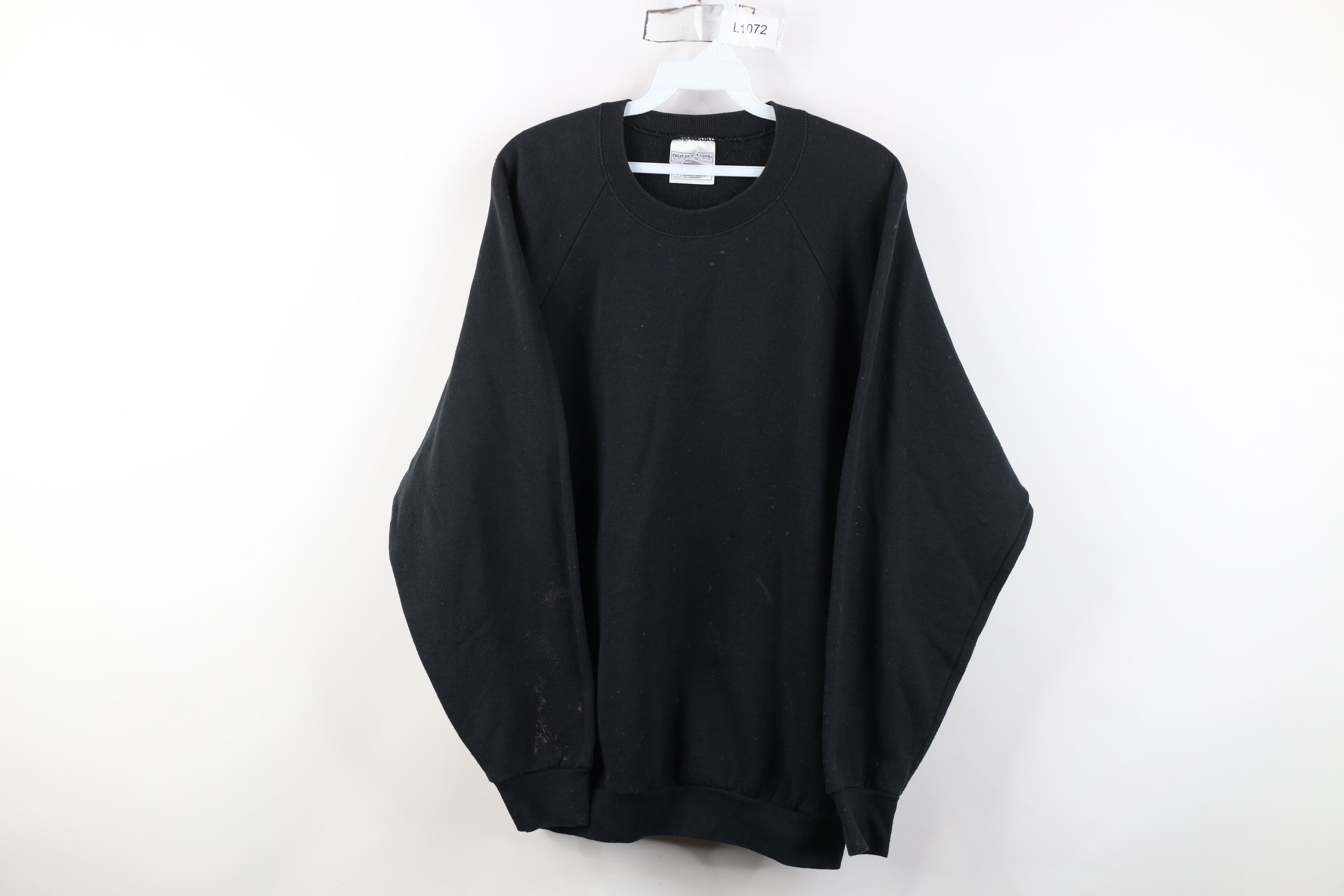 Vintage Vintage 90s Streetwear Blank Crewneck Sweatshirt Black Size US XL / EU 56 / 4 - 1 Thumbnail
