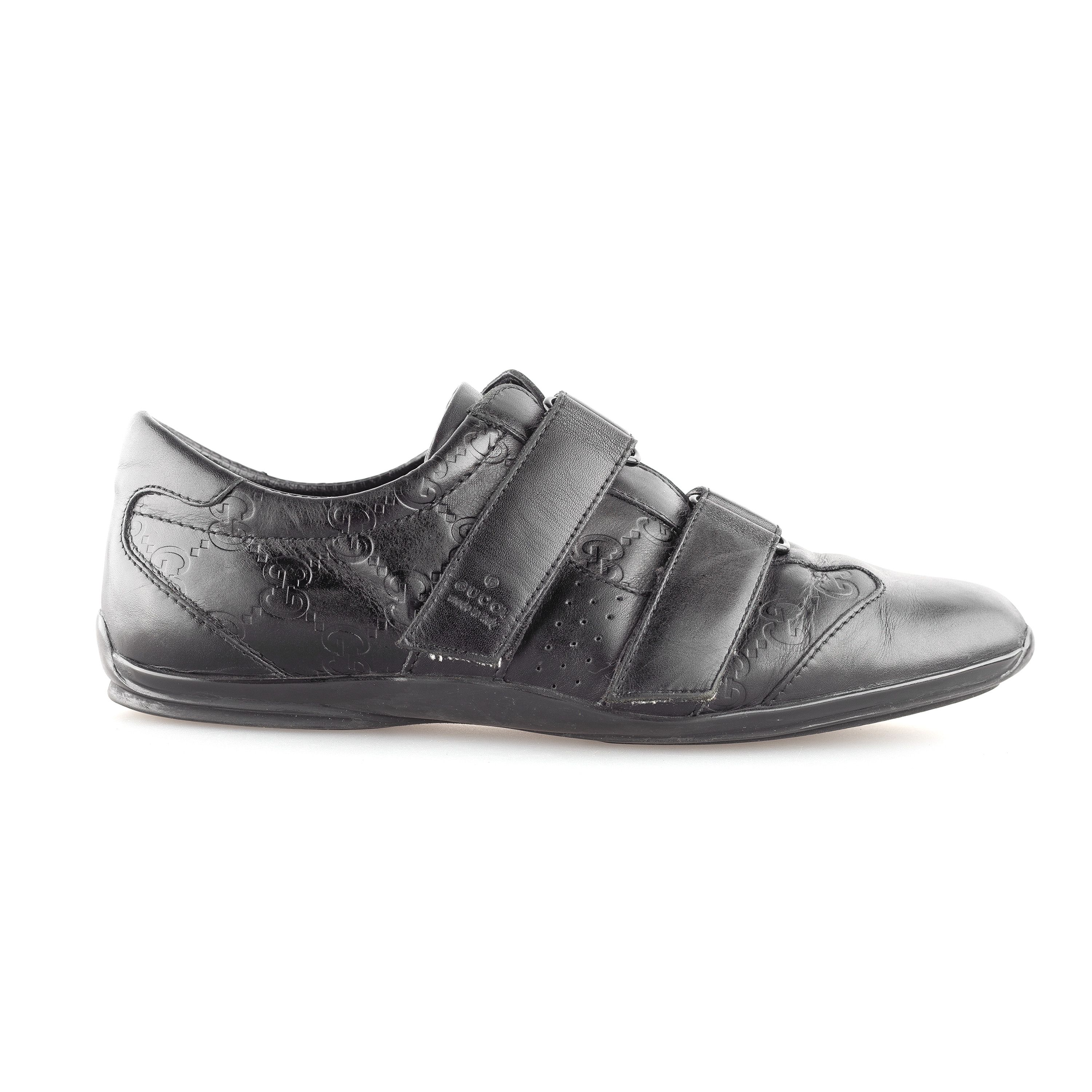 Gucci Gucci Black GG Leather Monogram Velcro Sneakers (EU 37,5) Size US 5.5 / EU 38 - 3 Thumbnail